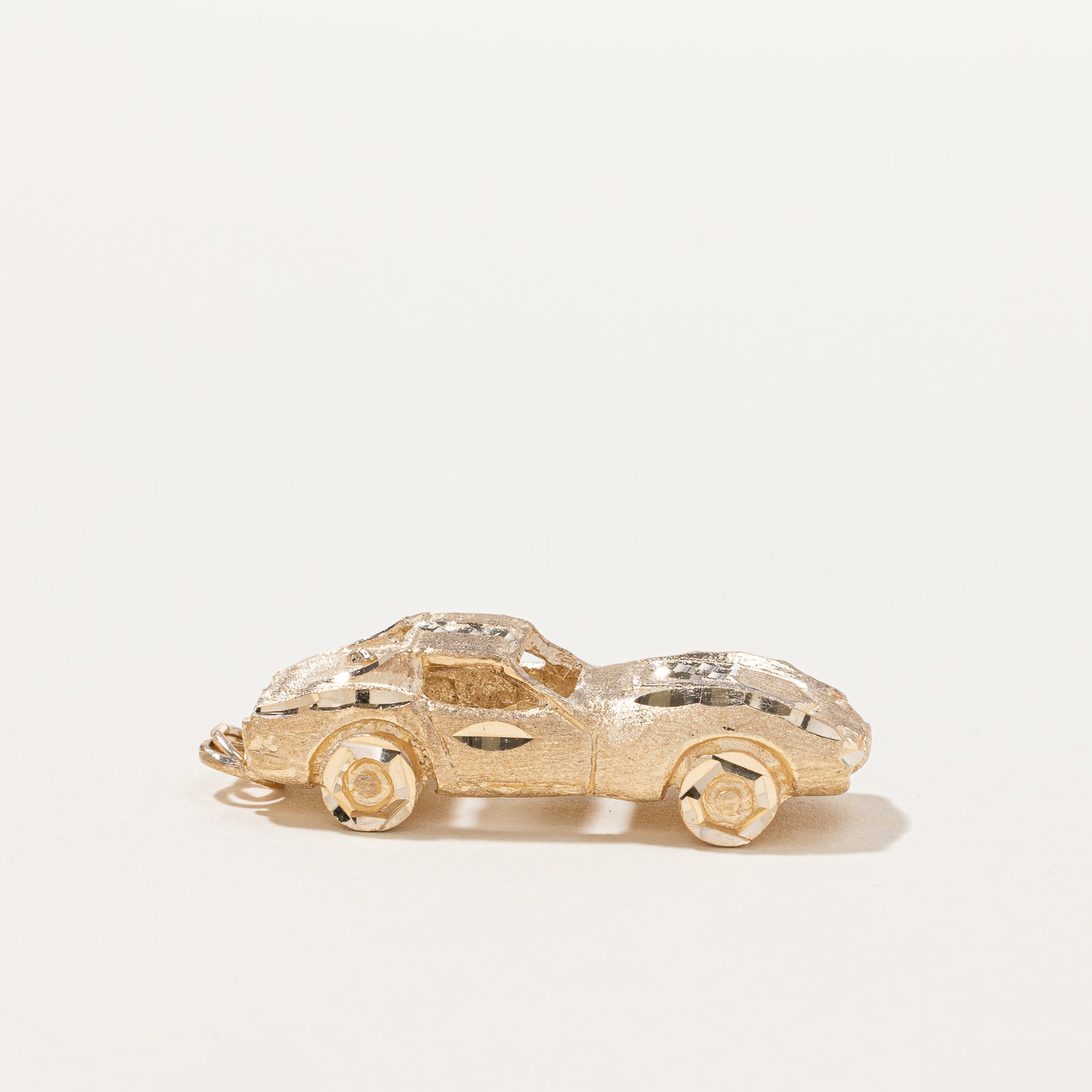 10K Yellow Gold Race Car Charm Pendant - Elegant Jewelry Gift for Car Enthusiasts - Perfect for Necklaces, Bracelets & Special Occasions