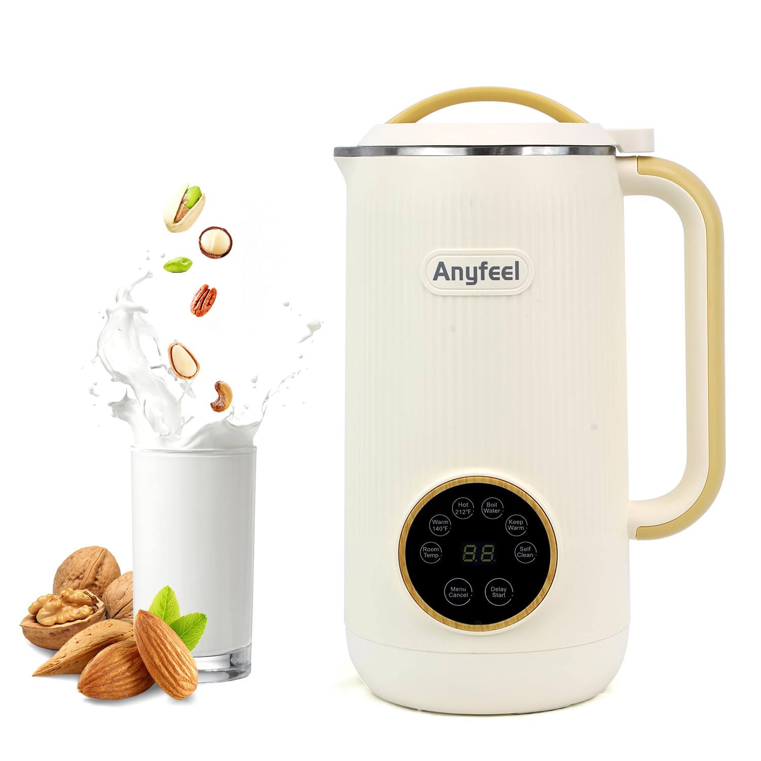 20oz Nut Milk Maker Machine for Almond, Oat, Soya & Vegan Beverages - Stainless Steel Plant-Based Milk Blender with Self-Cleaning & Filter Screen - Perfect for Homemade Dairy-Free Milk, Smoothies & Healthy Drinks