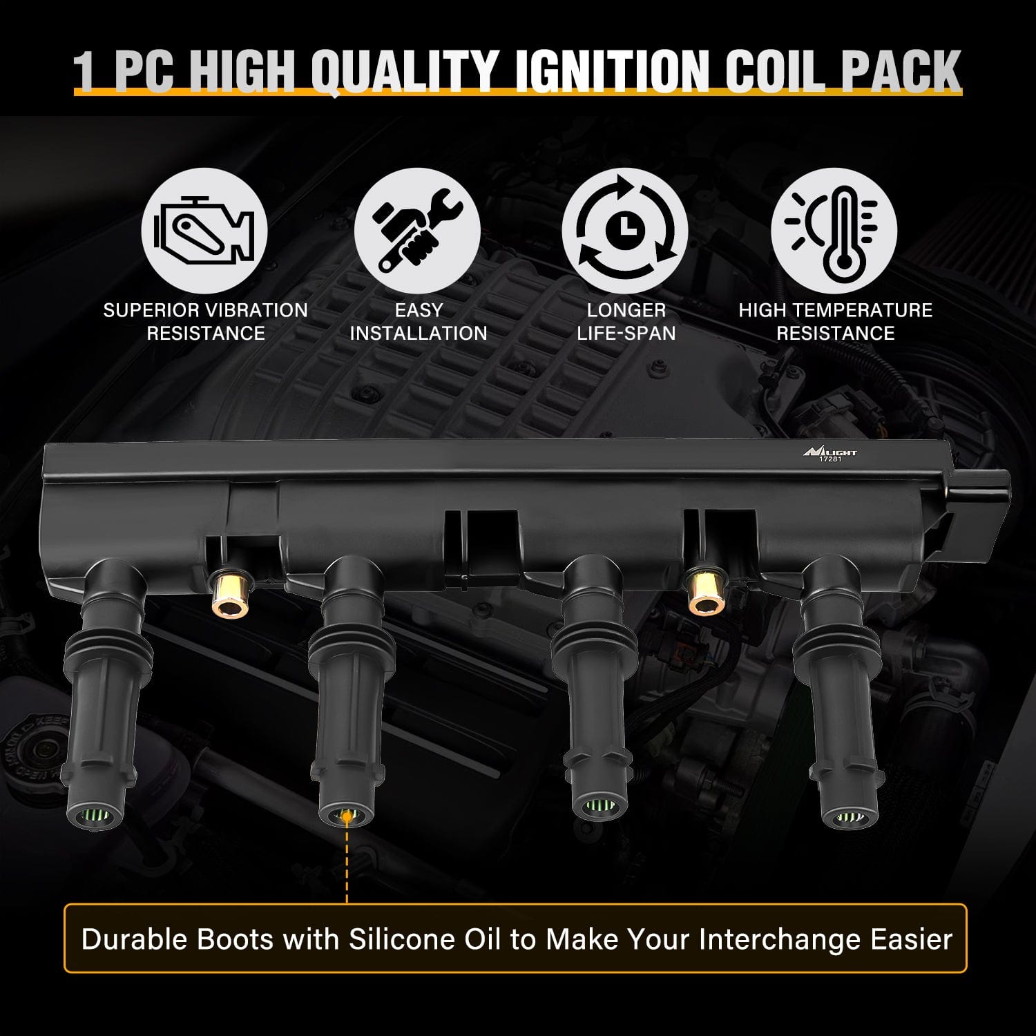 High Performance Ignition Coil Pack UF669 Compatible with Chevy Cruze Sonic Trax Volt & Cadillac ELR Buick Encore 2011-2018 1.4L - Replaces D521C 55577898 55579072 25198623 - Perfect for Engine Tune-Ups & Performance Upgrades
