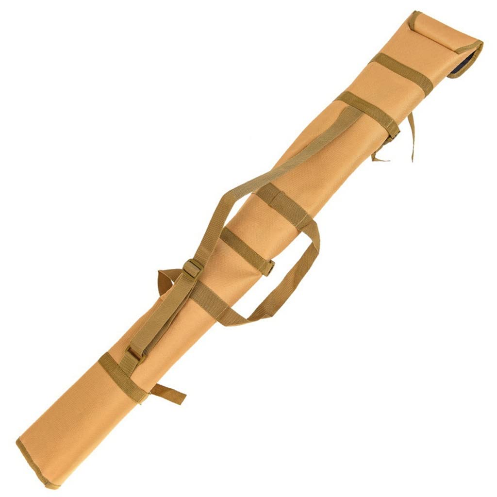 Foldable Fishing Rod Cover Bag - Portable Fishing Tackle Storage Shoulder Bag for Carp Fishing Rod (49.2 x 19.2 Inches, Brown) - Ideal for Outdoor Travel, Camping & Fishing Trips