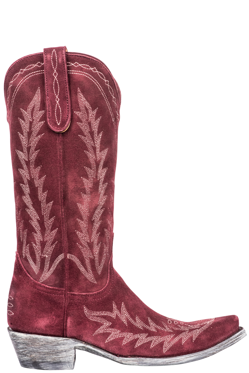 Old Gringo Women's Suede Dutton Cowgirl Boots in Wine - Western Style Ankle Booties for Country Dancing, Rodeo & Casual Wear