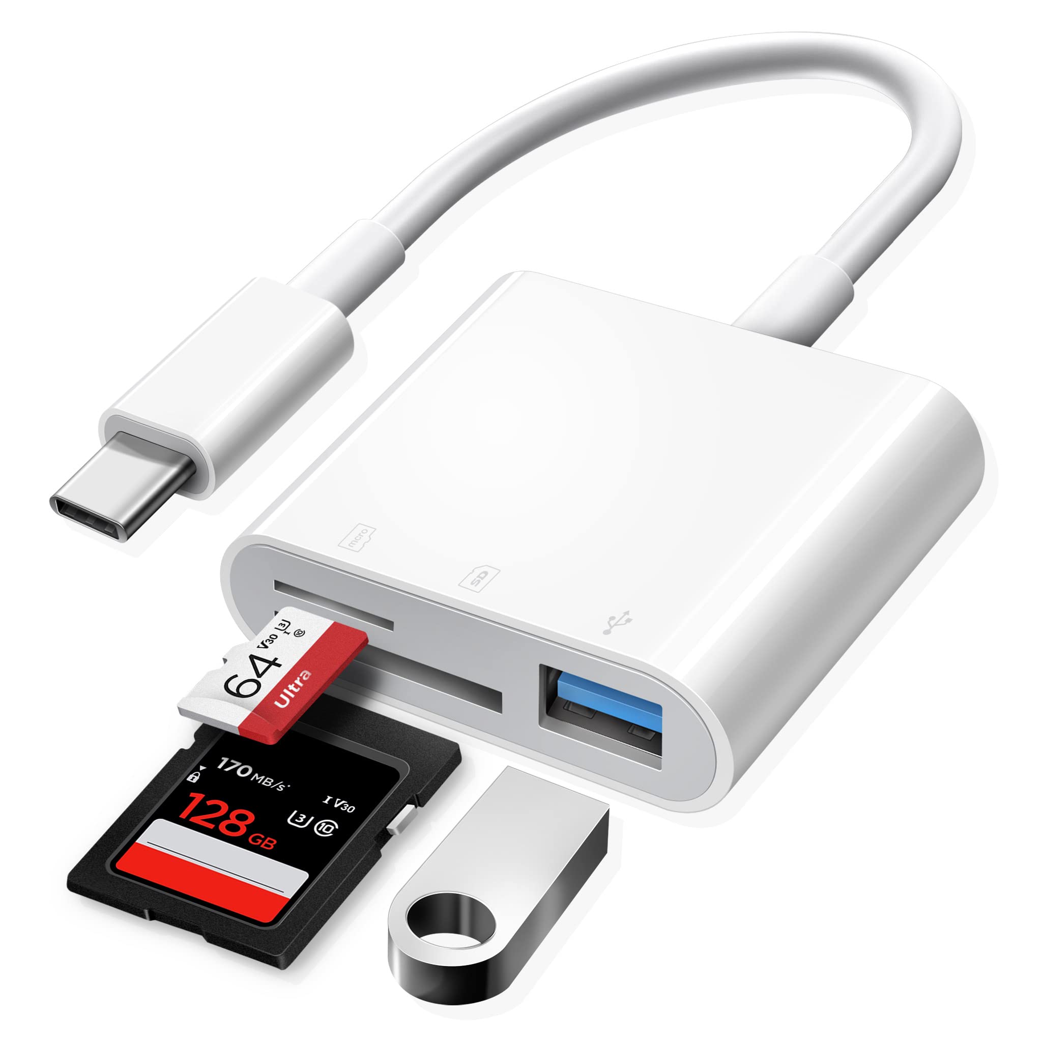 USB C SD Card Reader - USB C to SD Card Adapter for iPhone 15/16, iPad Pro/Air/Mini, MacBook Pro/Air, iMac, Galaxy & More - Compact Memory Card Reader for MicroSD/SD Cards - Perfect for Travel, Photography & File Transfer Between Devices