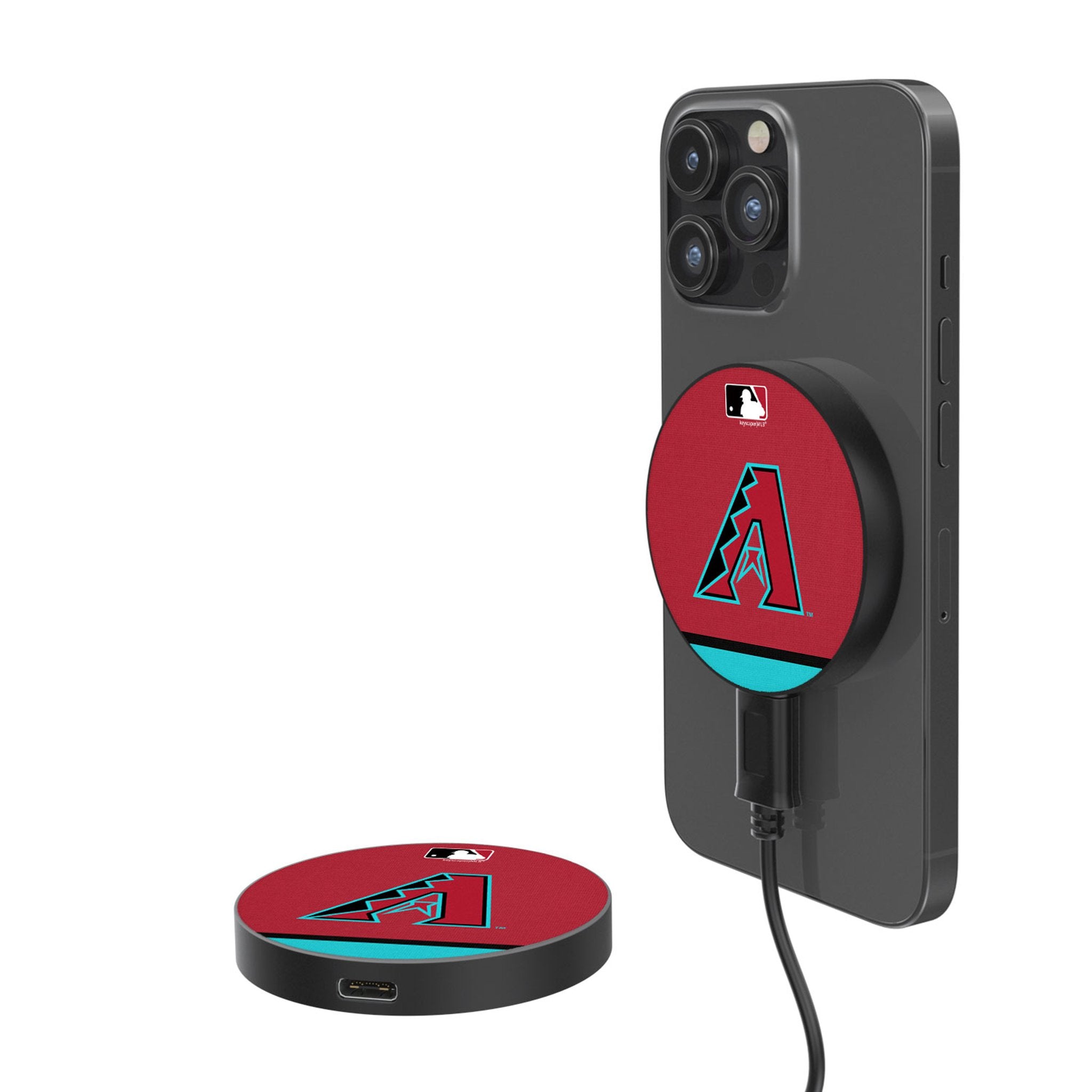 Arizona Diamondbacks Stripe 15W Fast Wireless Magnetic Charger - Perfect for iPhone, Android & Qi Devices | Home, Office & Car Use