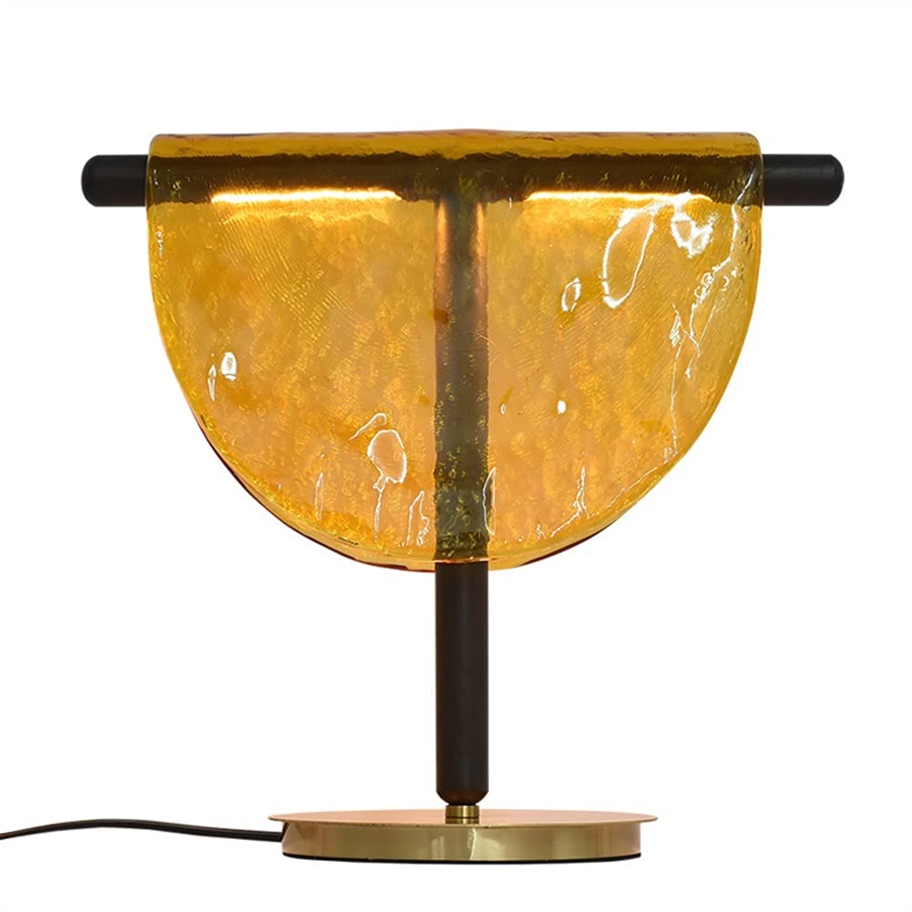 Creative Stained Glass Table Lamp - Rose Gold Bedside Lamp for Bedroom, Living Room, Bar & Home Decor | Amber Lampshade, US Plug | Perfect for Reading, Relaxing & Ambient Lighting