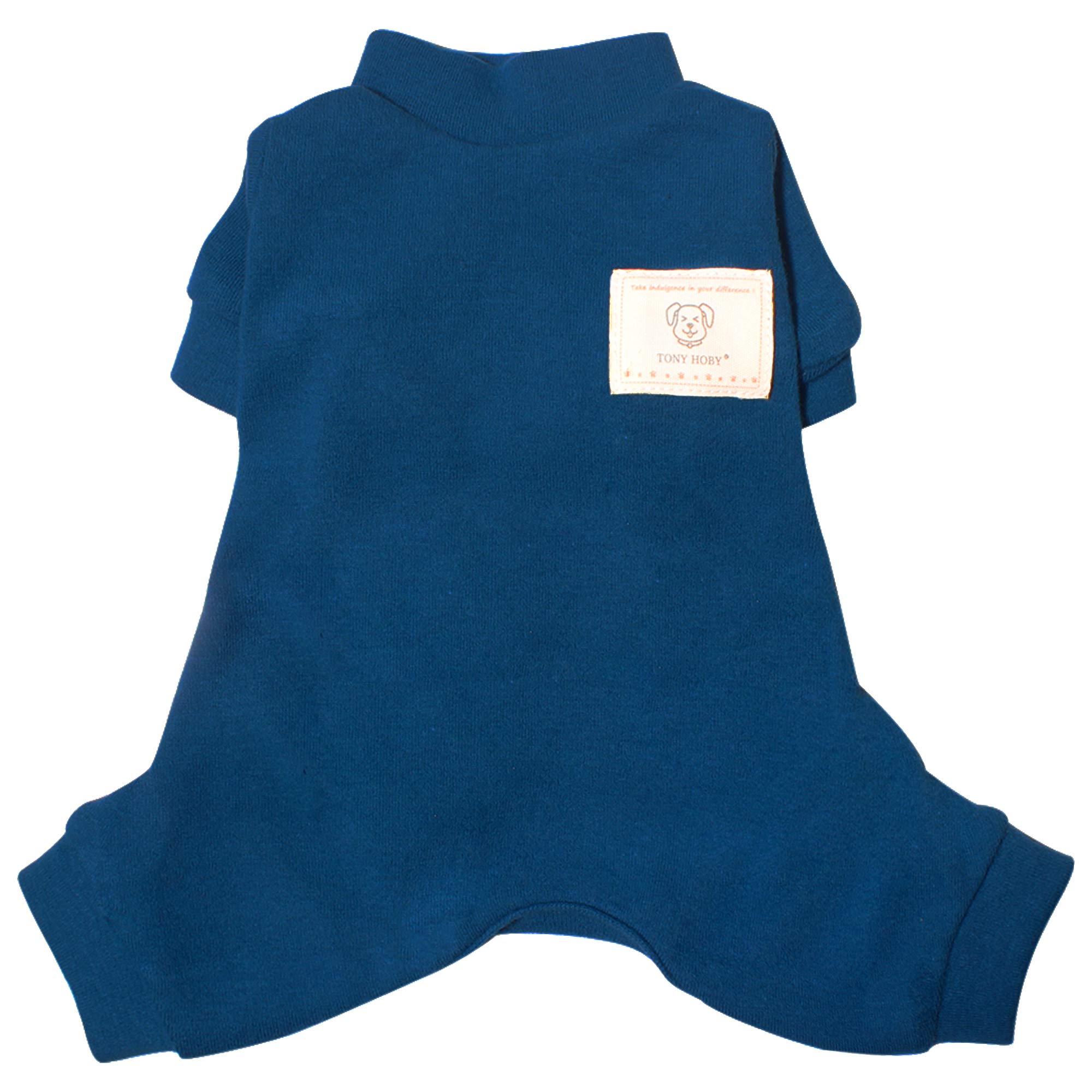 TONY HOBY 4 Legged Dog Pajamas - Thermal Cotton Pet Jumpsuit for Small & Medium Dogs - Cozy Winter Dog Clothes (Dark Blue, Size M) | Perfect for Indoor Sleeping & Cold Weather Outings