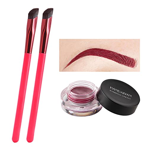 2PC Square & Slanted Eyebrow Brush Set with Eyebrow Cream - Perfect for Eyebrow Shaping & Contouring