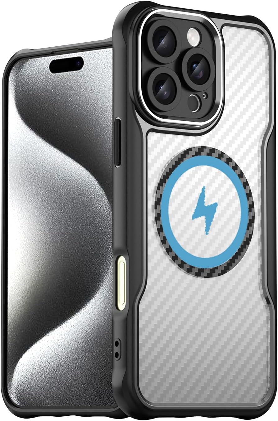 iPhone 16 Pro Max Case with MagSafe - Magnetic Protective Cover Compatible with Wireless Charging | Slim Fit Shockproof Design for Everyday Use & Travel (Black)