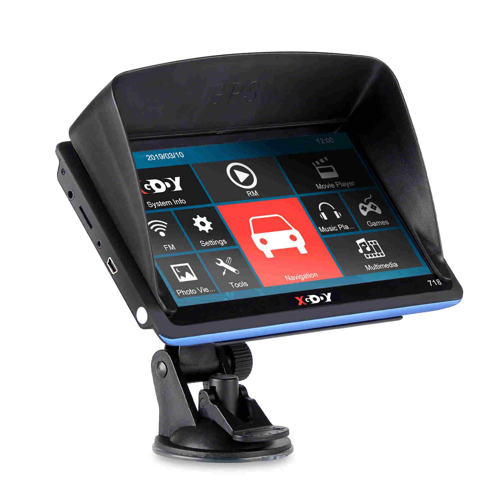 XGODY 718F 7 Inch HD Touchscreen Car GPS Navigation System with Lifetime Maps, Voice Guidance & Speed Alerts - Perfect for Road Trips, Commuting & Truck Drivers