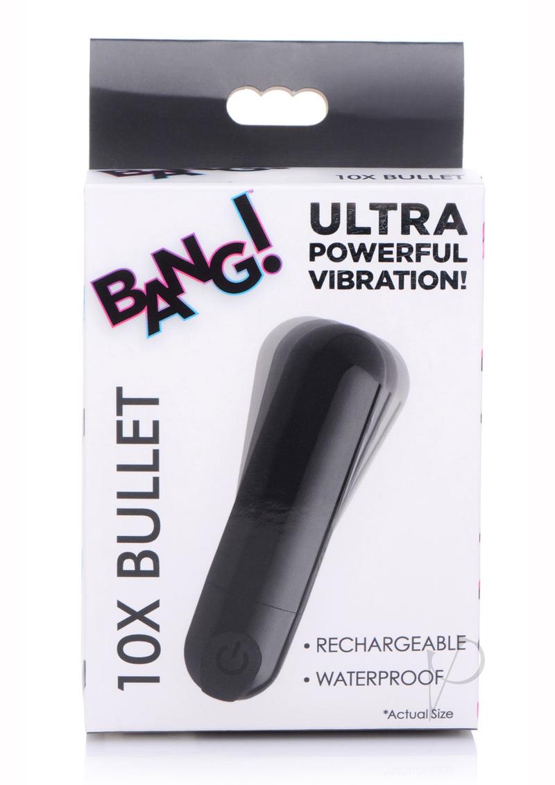 10X Powerful Rechargeable Metallic Bullet Vibrator - Black | Ultra-Intense Vibrations for Solo Play & Couples Use | Waterproof & Travel-Friendly
