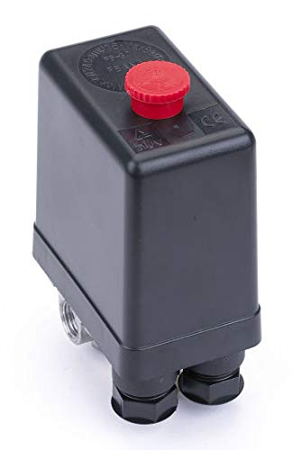 ANMSALES 1 Way Oil-Free Air Compressor Pressure Switch Control Valve 90-120 PSI (Black, 240V) - Heavy Duty for Industrial & Home Workshop Use