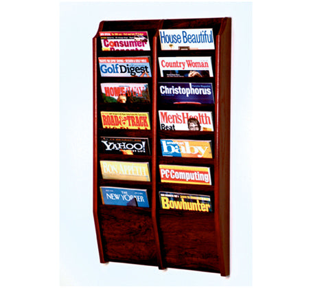 14 Pocket Wall Mount Magazine Rack - Space Saving Organizer for Books, Newspapers & Mail - Perfect for Living Room, Office or Entryway Storage