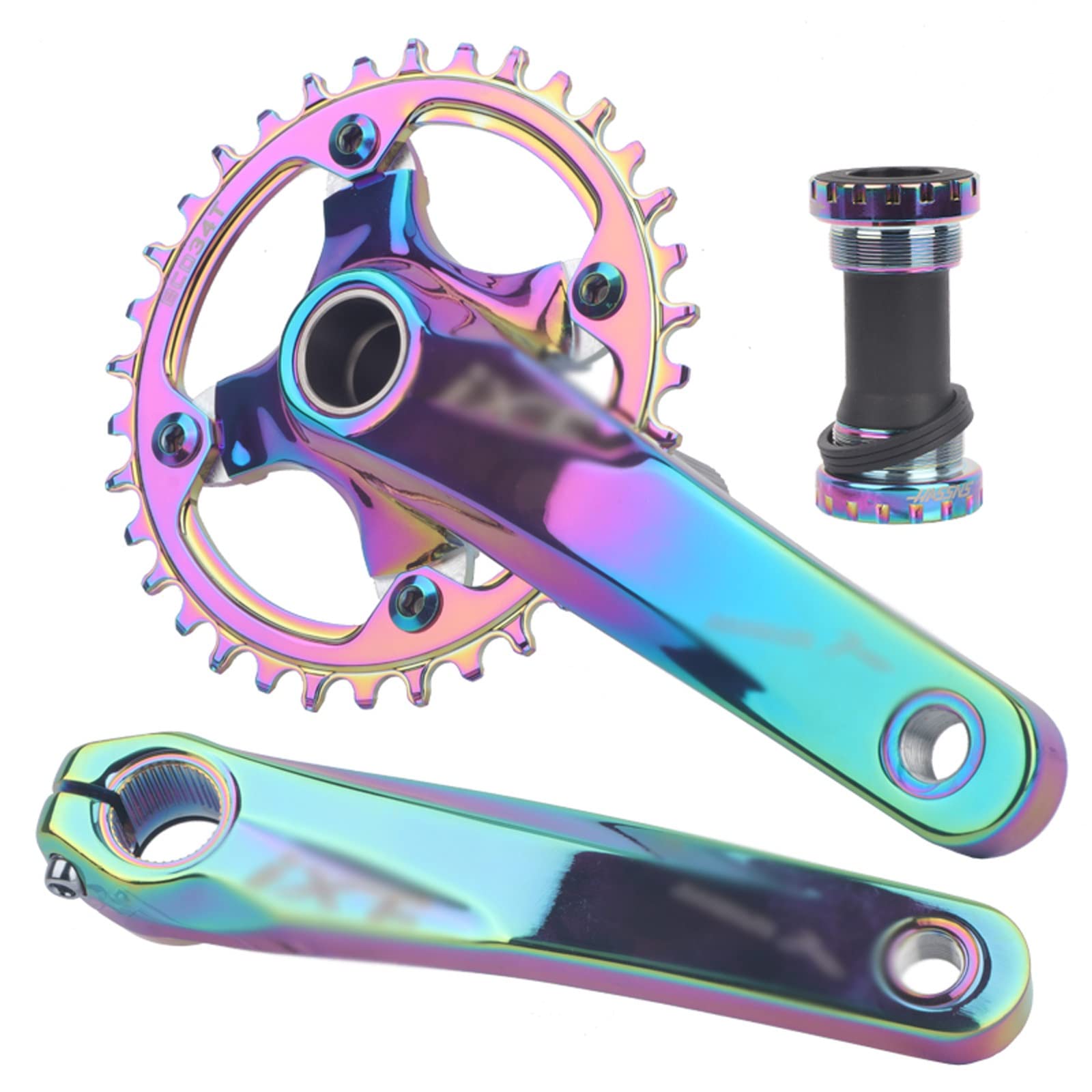 **MTB Bicycle Crankset - 170mm 104BCD Mountain Bike Crank Arms with Integrated Bottom Bracket | Durable & Lightweight Aluminum Alloy for Off-Road Cycling, Trail Riding & Downhill MTB Adventures**