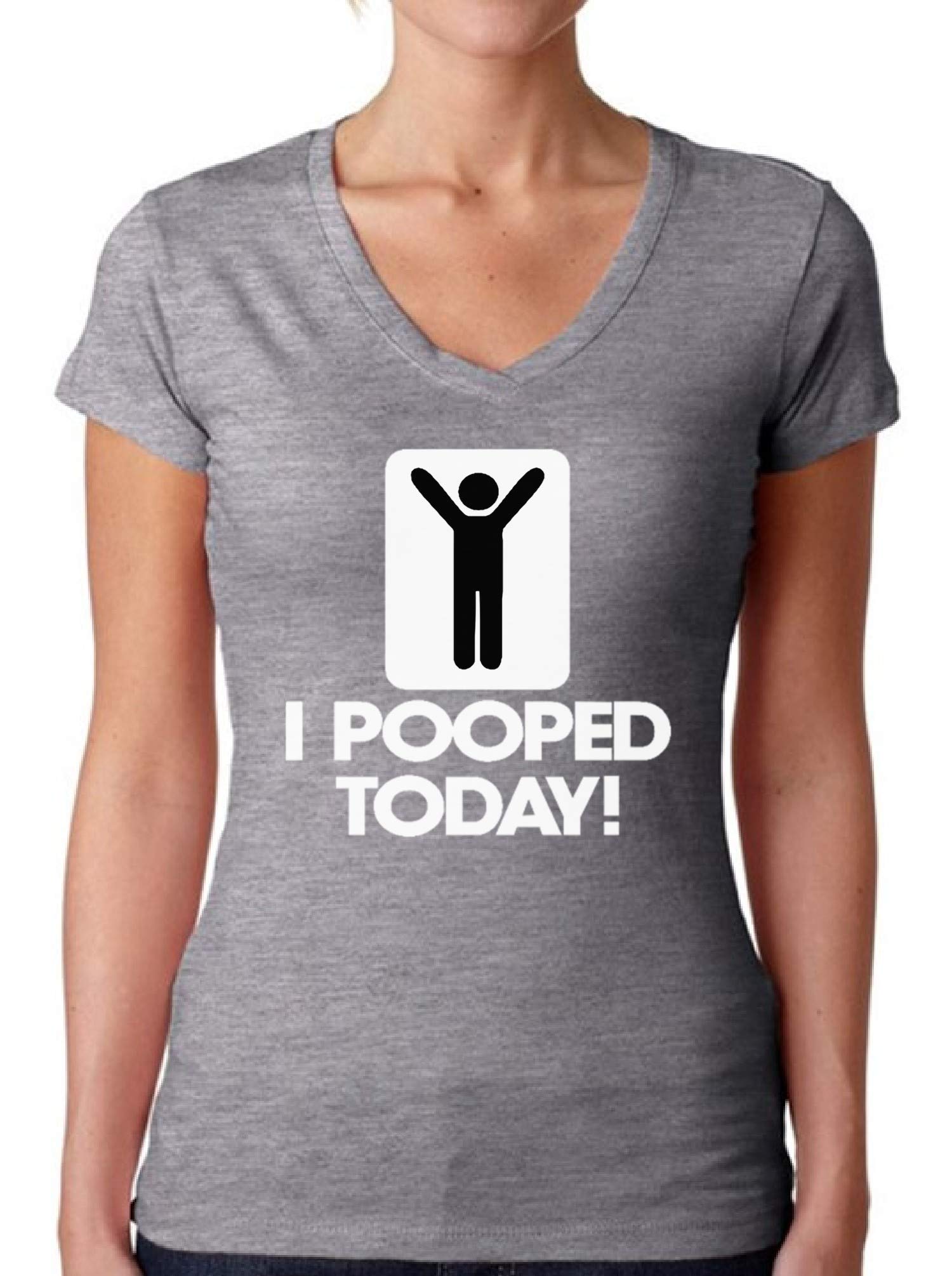 Awkwardstyles Women's Funny 'I Pooped Today' V-Neck T-Shirt - Best Friend Gift with Bookmark - Perfect for Casual Wear, Gag Gifts & Humorous Occasions