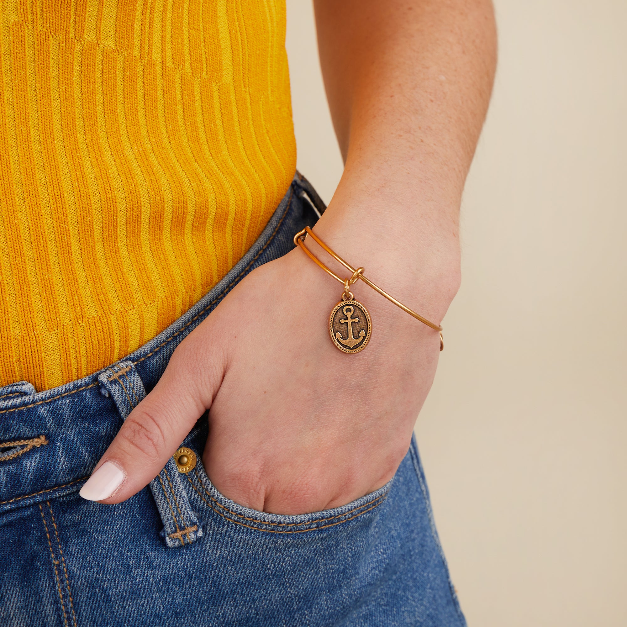 Anchor Charm Bangle Bracelet - Nautical Jewelry for Women - Perfect for Beach, Vacation & Everyday Wear