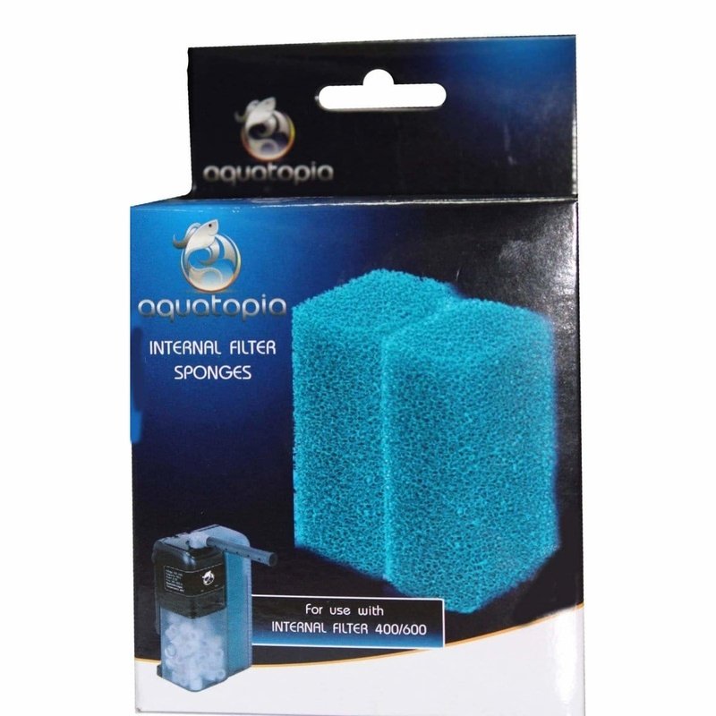 Aquatopia 400 & 600 Internal Aquarium Filter Sponge & Carbon Media Replacement - 2 Pack for Fish Tank Cleaning & Water Filtration