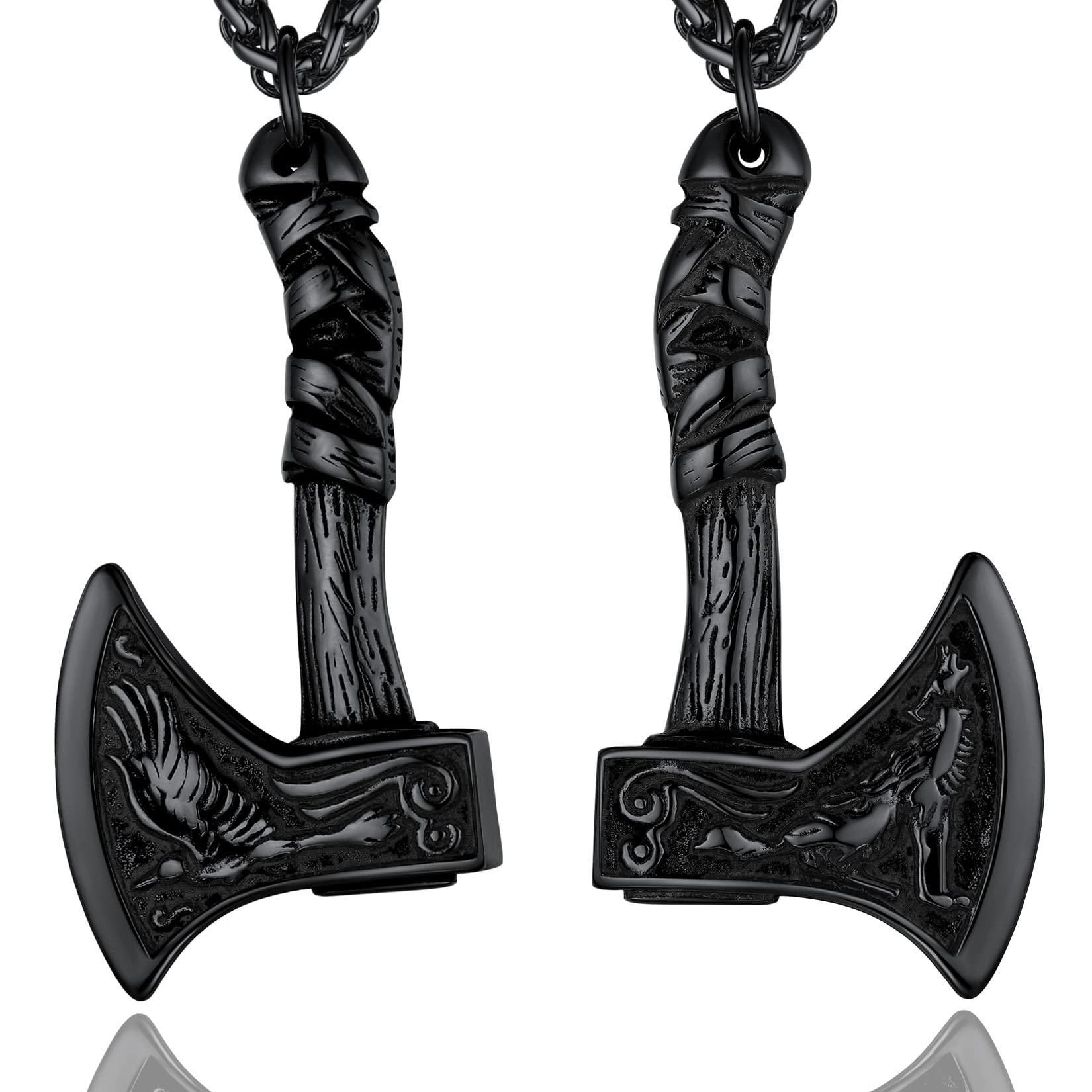 ChainsProMax Solid Norse Axe & Perun Axe Necklace - Stainless Steel/Gold Plated/Black Viking Jewelry | Viking Warrior Necklace for Men & Women | Perfect Gift for Norse Mythology Lovers, Cosplay & Medieval Reenactment