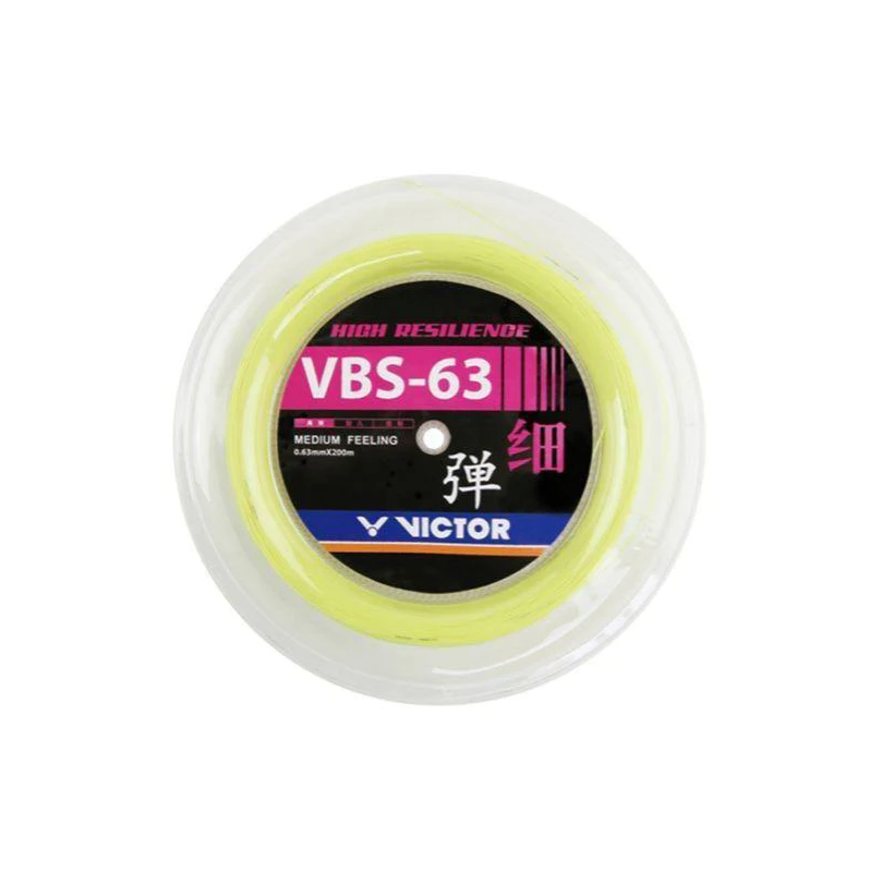Victor VBS 63 Badminton String Reel (Yellow) - High-Performance Badminton String for Professional Players | Perfect for Tournament Play & Training Sessions