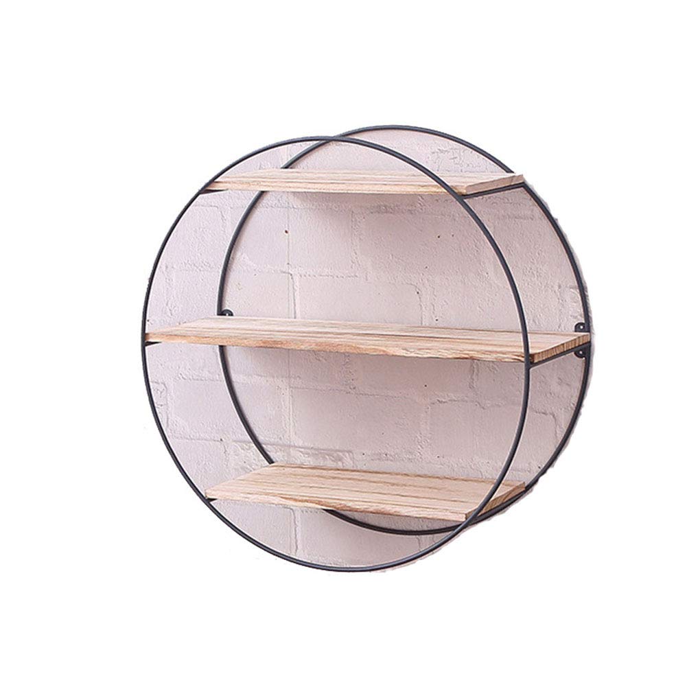 Modern Floating Wall Shelf - Industrial Wooden Bookshelf with Round Circle Design for Home & Office Decor | Wall Mounted Storage for Living Room, Bedroom, Kitchen