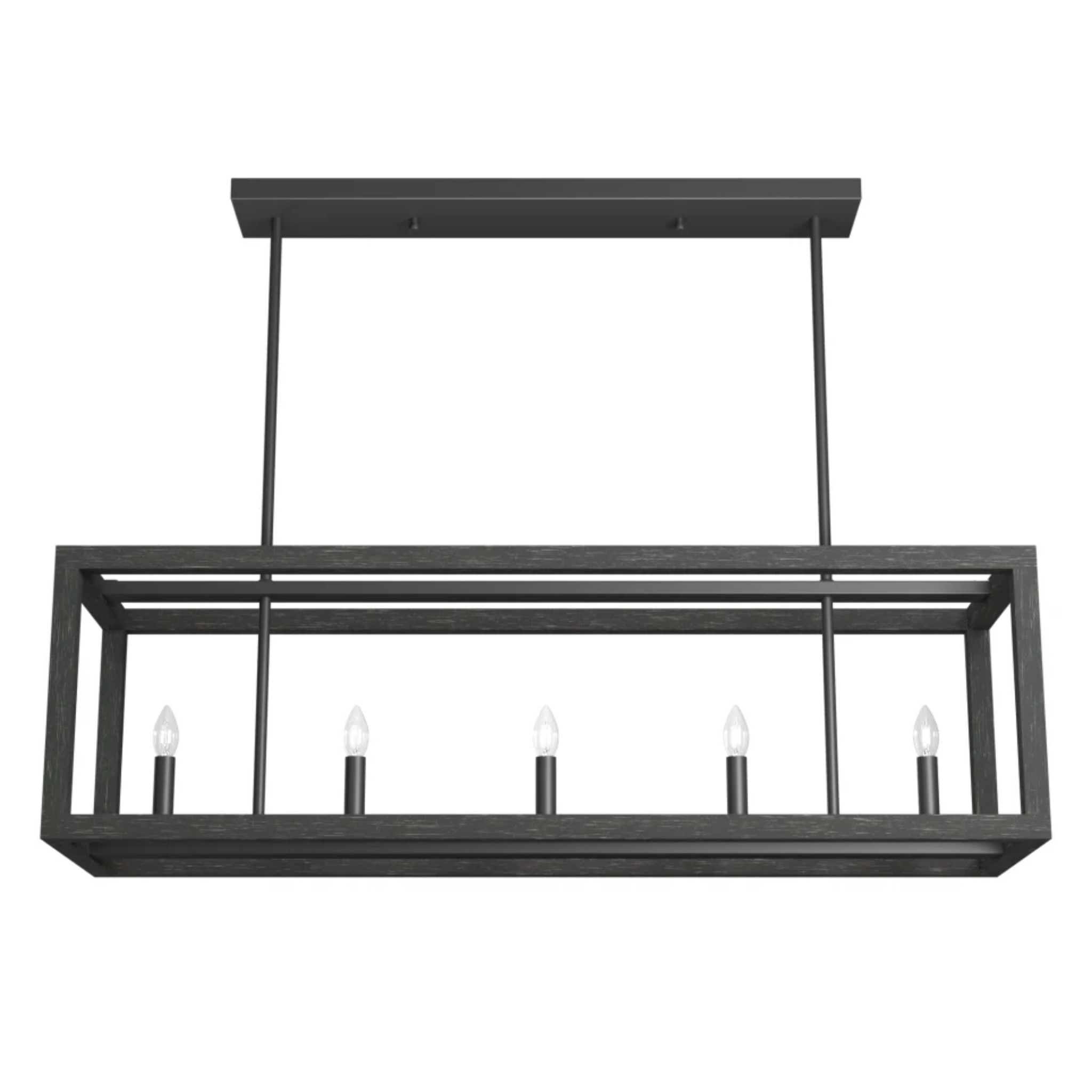Hunter Squire Manor 5-Light Linear Chandelier - Matte Black/Dark Ash Finish - Modern Farmhouse Lighting for Dining Room, Kitchen Island & Entryway