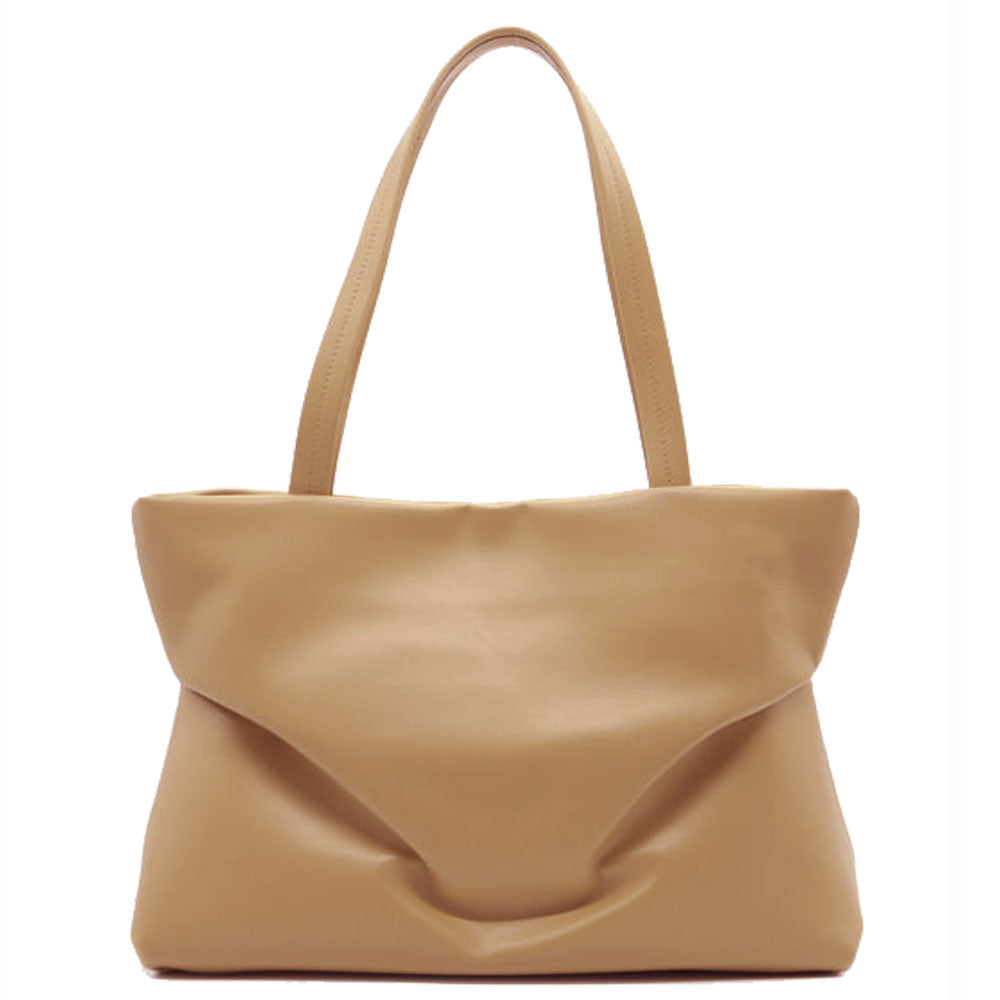 Judy East West Tote Bag - Soft Tan Leather Handbag for Women | Stylish Work Tote, Travel & Everyday Purse with Spacious Compartments