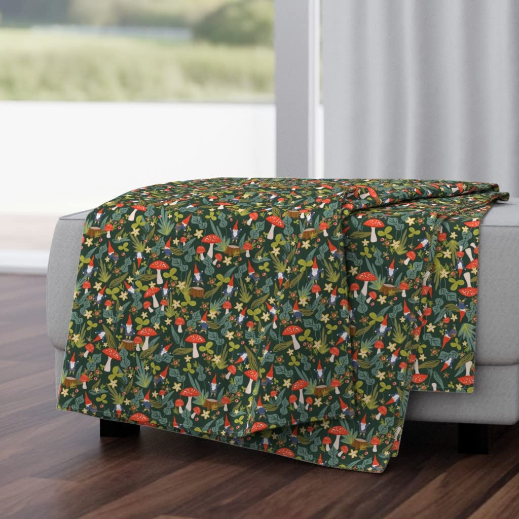 Soft Plush Minky Throw Blanket 50x70 Inches - Cozy Woodland Gnomes & Mushroom Garden Design | Perfect for Bed, Sofa, Nursery & Gift Giving