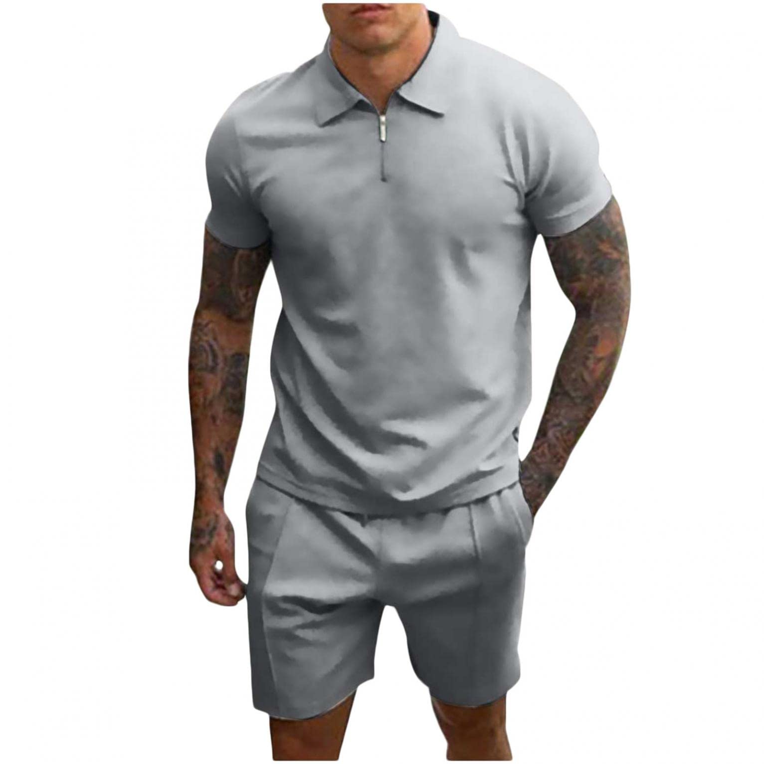 Men's 2-Piece Workout Tracksuit Set - Summer Gym Short Sleeve & Shorts for Bodybuilding | Perfect for Training, Running & Casual Wear