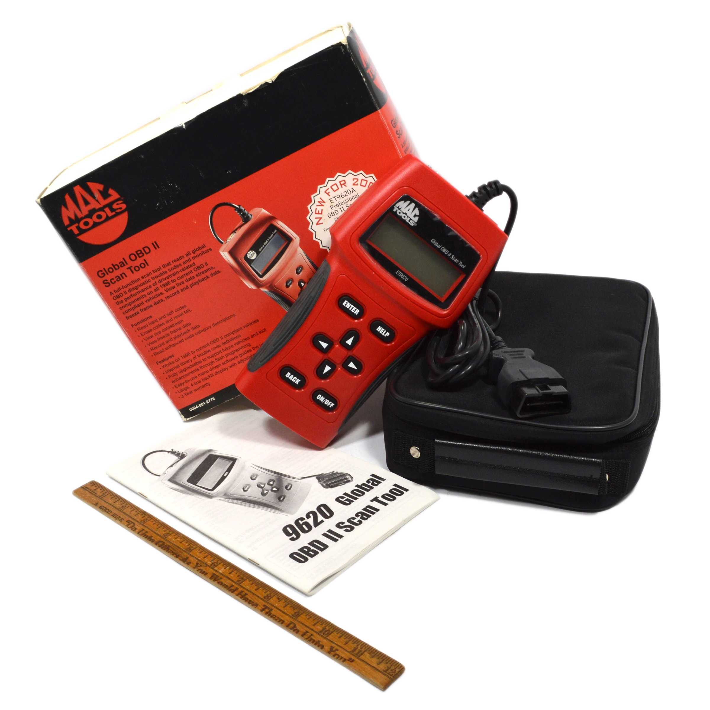 New (Open Box) MAC TOOLS GLOBAL OBD II SCAN TOOL Set #ET9620 A 2003 Version - Professional Automotive Diagnostic Scanner for Car, Truck & SUV Repair - Perfect for Mechanics & DIY Enthusiasts