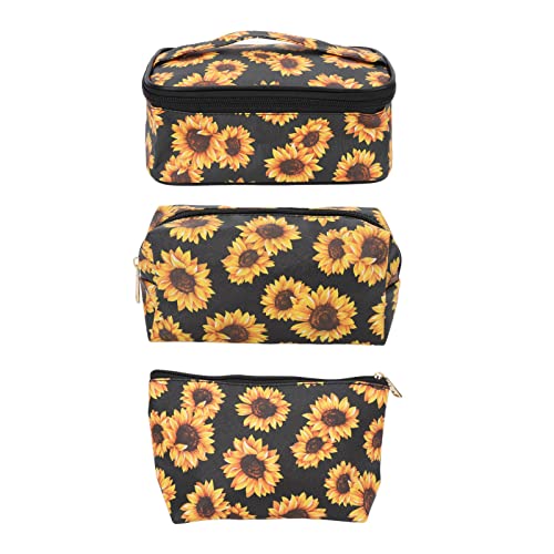 Sunflower Makeup Bag Set - Waterproof, Portable & Scratch-Resistant Travel Cosmetic Organizer with Large Capacity | Perfect for Daily Makeup Storage & On-the-Go Travel Essentials