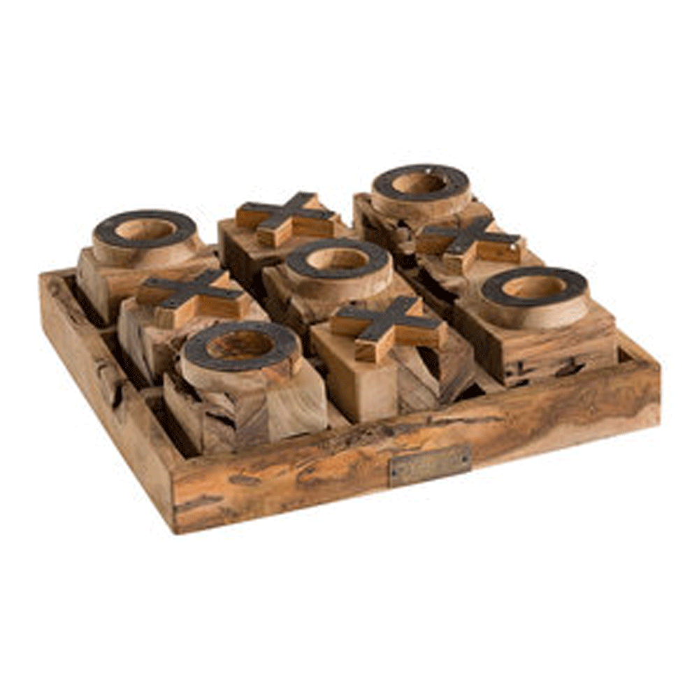 Artwood Natural Wooden Tic Tac Toe Game Set - Handcrafted Board & Pieces for Family Fun, Kids Gifts & Home Decor
