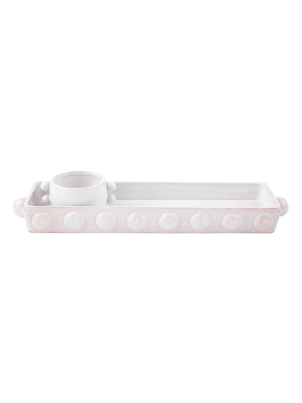 Elegant Beaded Dip and Tray Set - Perfect for Parties, Entertaining & Home Decor | Chip & Dip Serving Platter for Dips, Salsa, Nuts & Appetizers