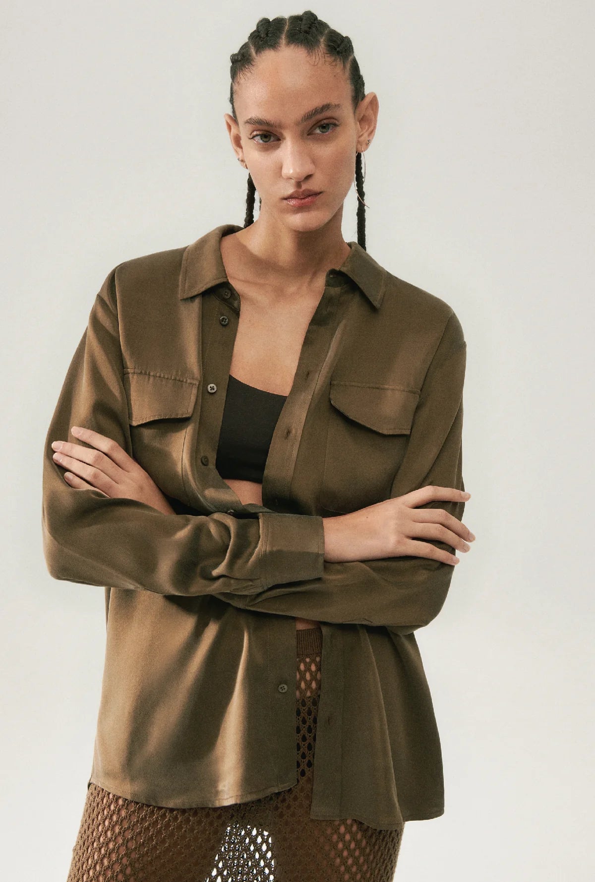 Stylish Boyfriend Shirt in Dark Earth - Comfortable Oversized Women's Top for Casual Wear & Layering