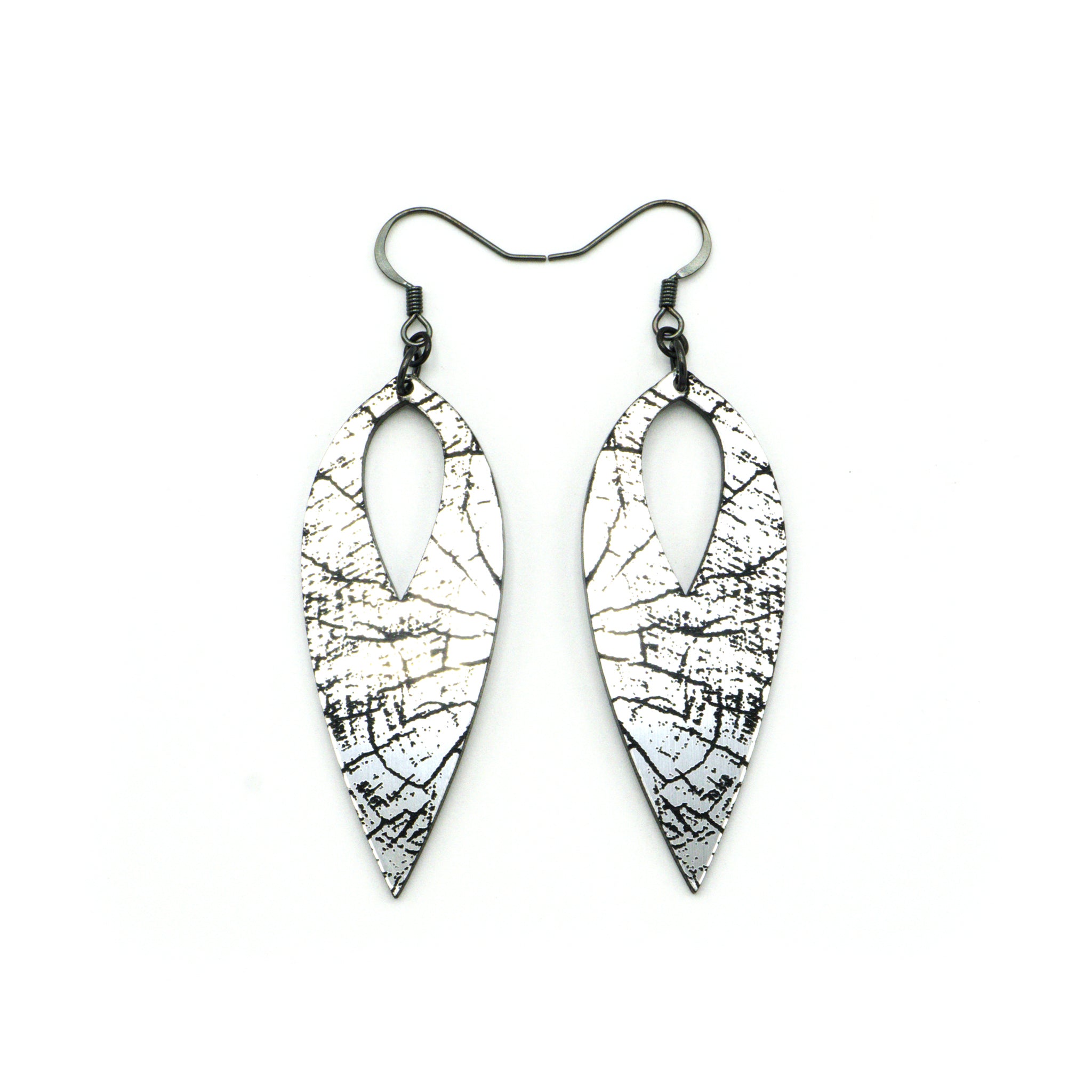 Nativas Acrylic Earrings for Women - Brushed Silver & Black Handmade Dangle Earrings | Perfect for Parties, Weddings & Everyday Wear