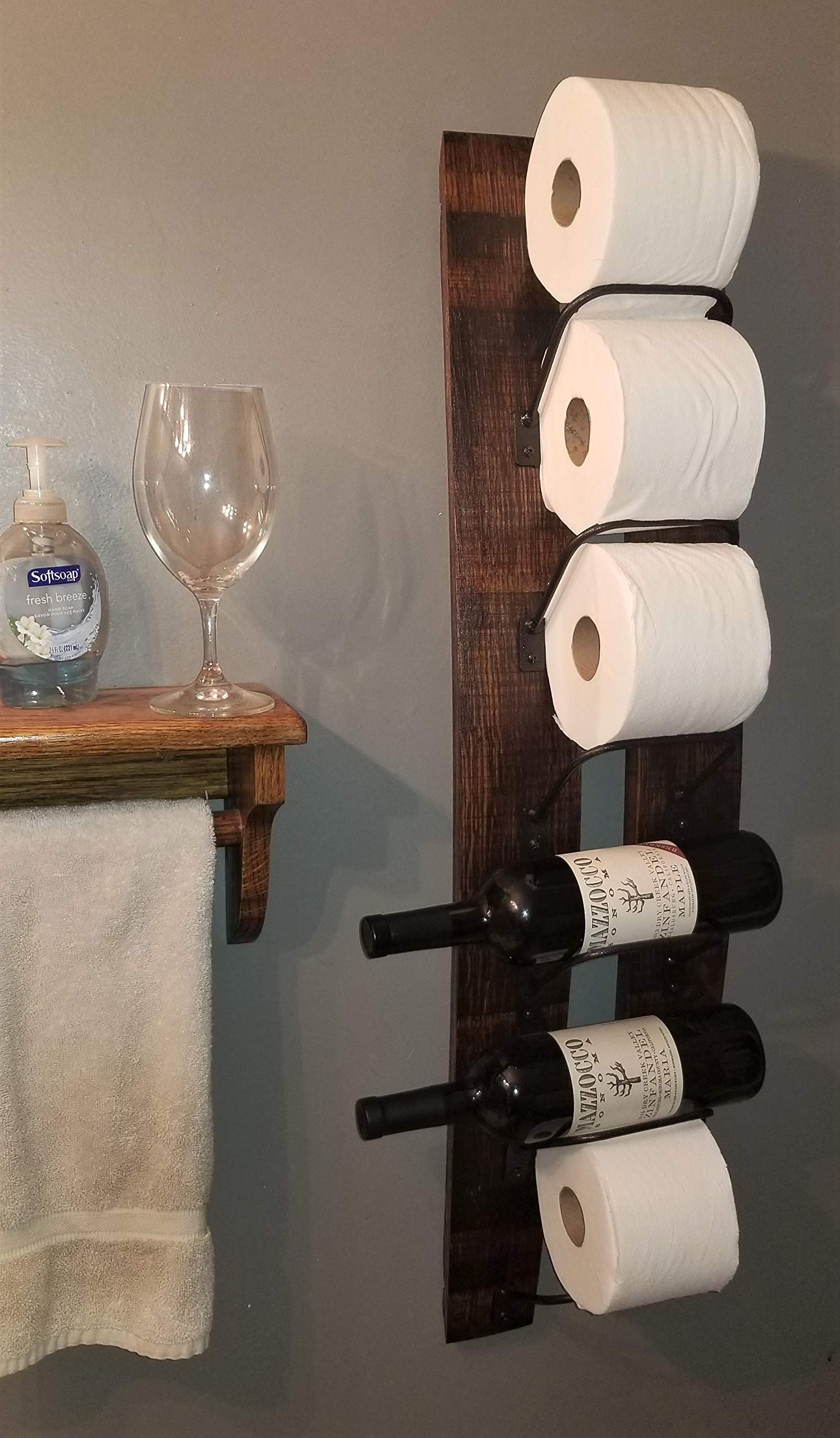 6 Bottle Wine Rack - Solid Wood Wall Mounted Wine Storage Holder for Kitchen, Bar, Dining Room & Home Decor