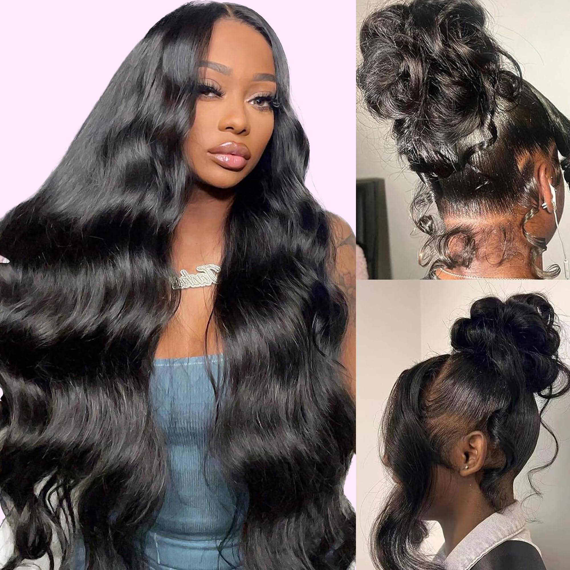 360 Body Wave Lace Front Wigs Human Hair - Pre Plucked 180% Density HD Transparent 360 Frontal 26 Inch - Natural Black Women Wigs with Baby Hair for Daily Wear, Parties & Special Occasions