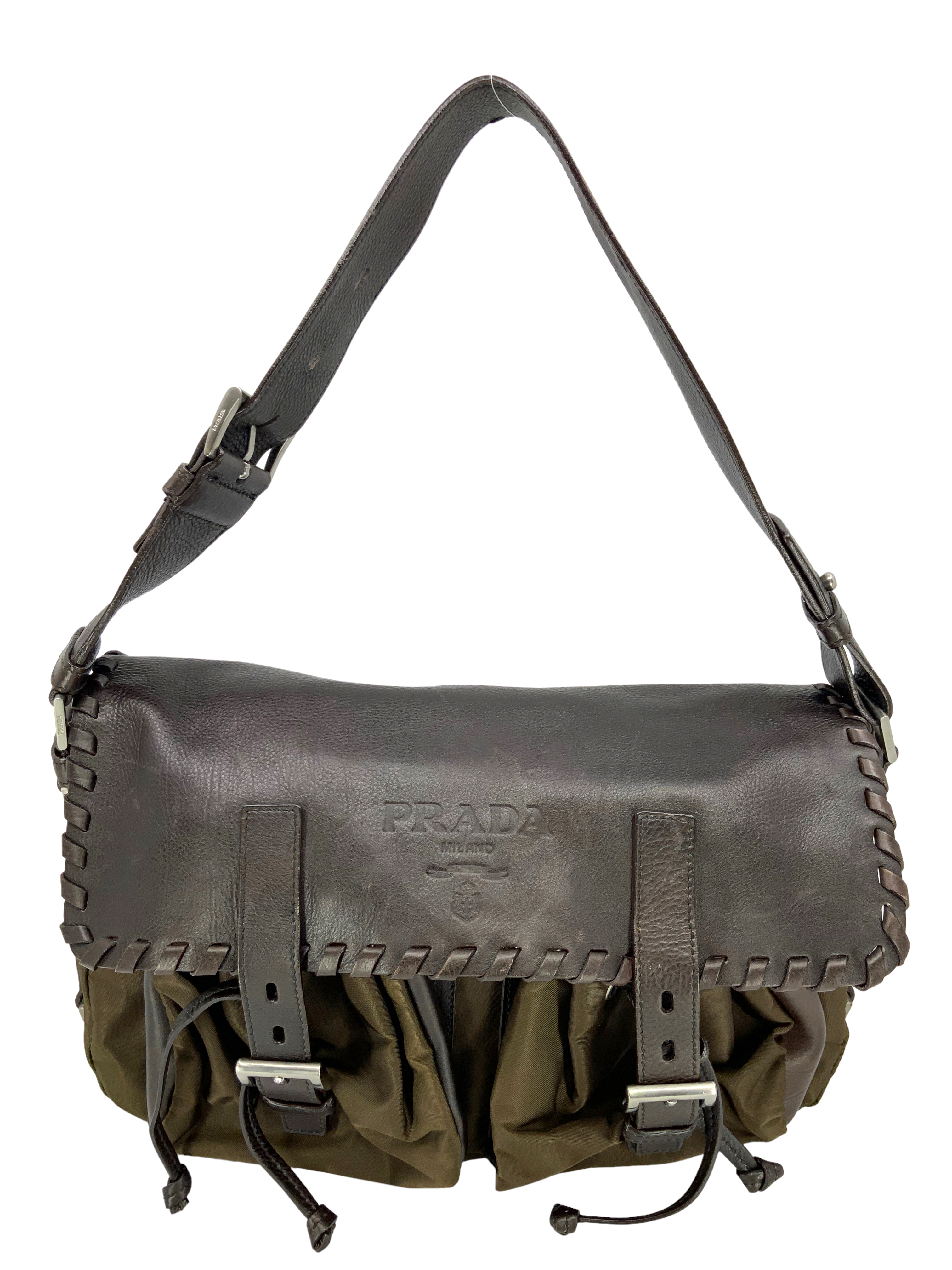 Prada Tessuto Nylon and Leather Flap Crossbody Bag for Women | Luxury Designer Handbag for Work, Travel & Everyday Use