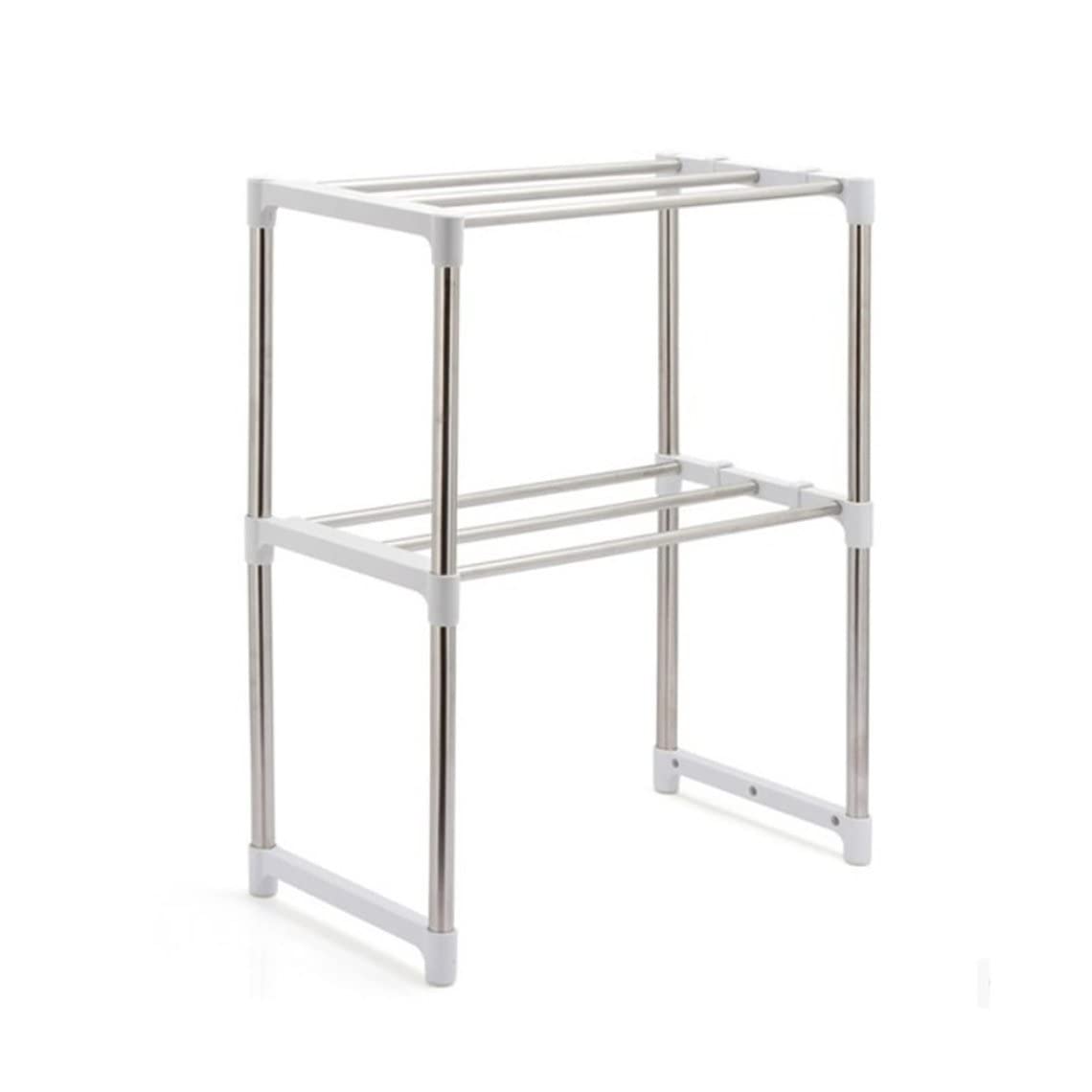 Stainless Steel Kitchen Storage Rack - Adjustable Microwave Oven Organizer for Countertop, Pantry & Cabinet - Perfect for Small Space Saving & Kitchen Organization