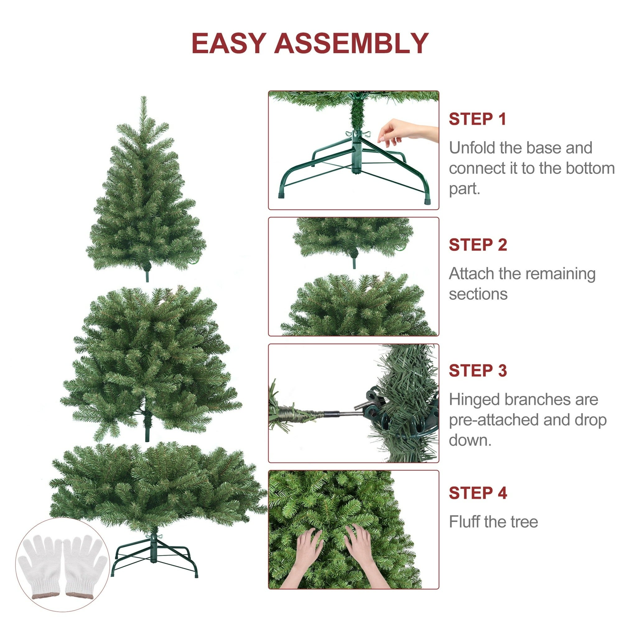 Bringstar HD60T 779T 6ft Pre-Lit Artificial Christmas Tree with 300 LED Lights & 779 PVC Branches - Perfect for Living Room, Office, and Holiday Decorations