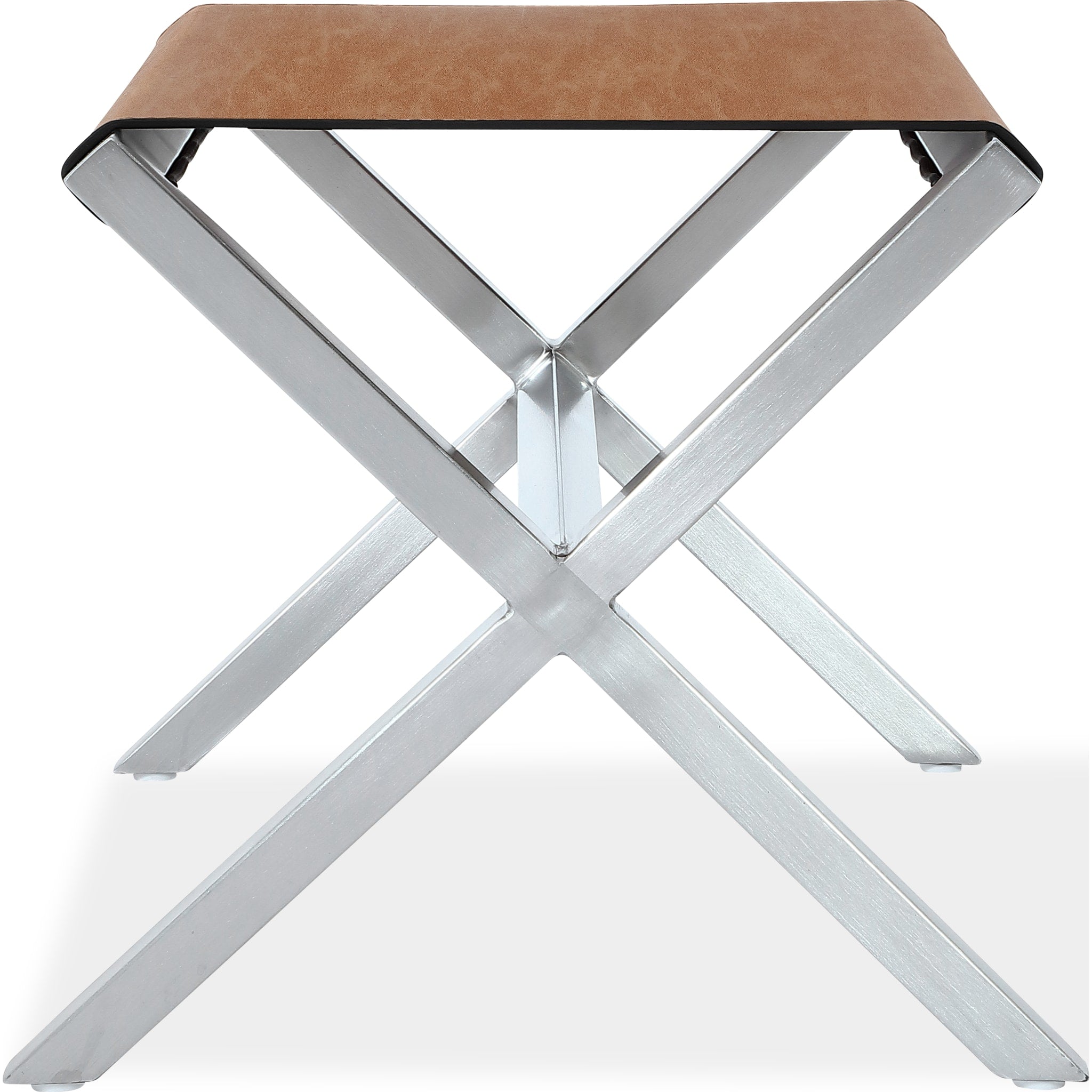 Modern Coastal Director's Stool - Stainless Steel & Leather Bar Stool for Home Office, Kitchen Island & Restaurant Decor | Stylish & Durable Seating Solution