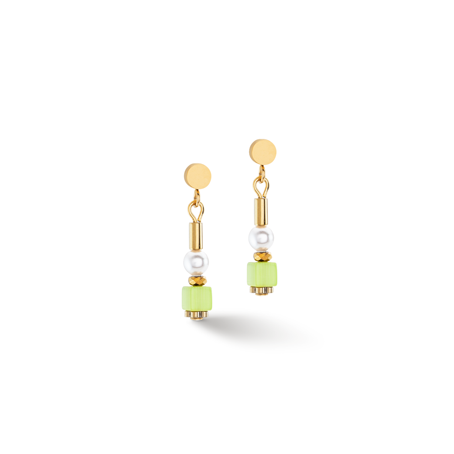 Mini Cube & Pearl Mixed Gold Rainbow Earrings - Elegant Dainty Jewelry for Women, Perfect for Parties, Weddings & Everyday Wear