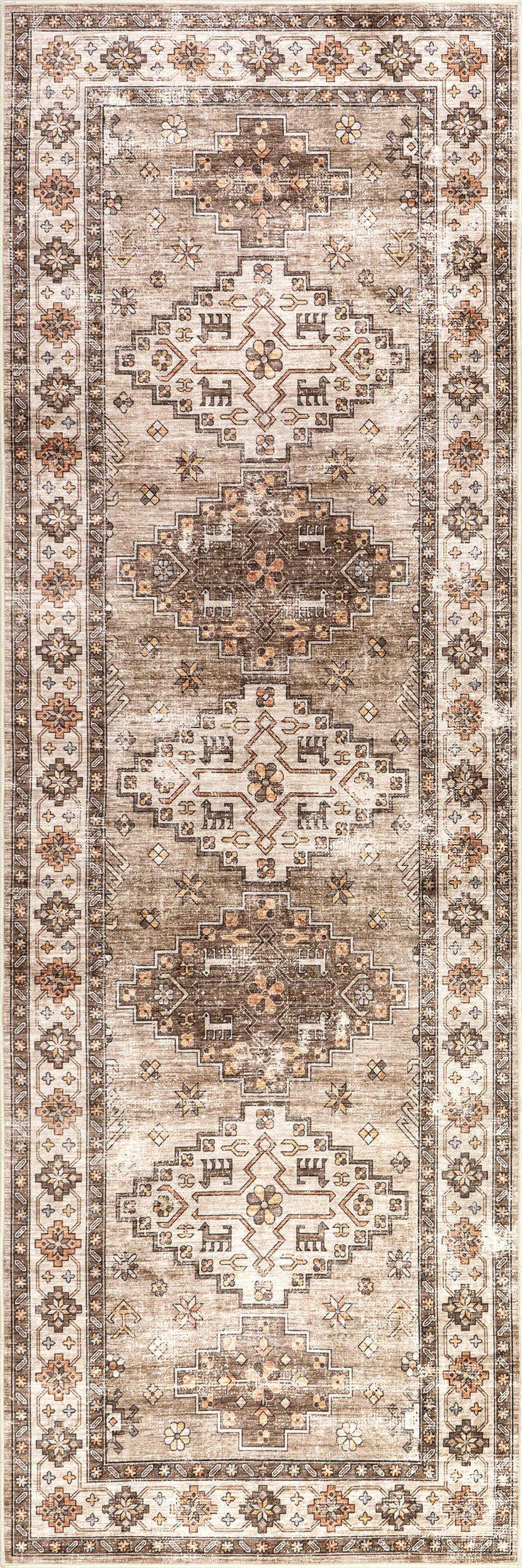 Barbary Distressed Spill Proof Washable Rug - Soft Beige Area Rug for Living Room, Bedroom & High Traffic Areas | Stain Resistant & Easy Clean