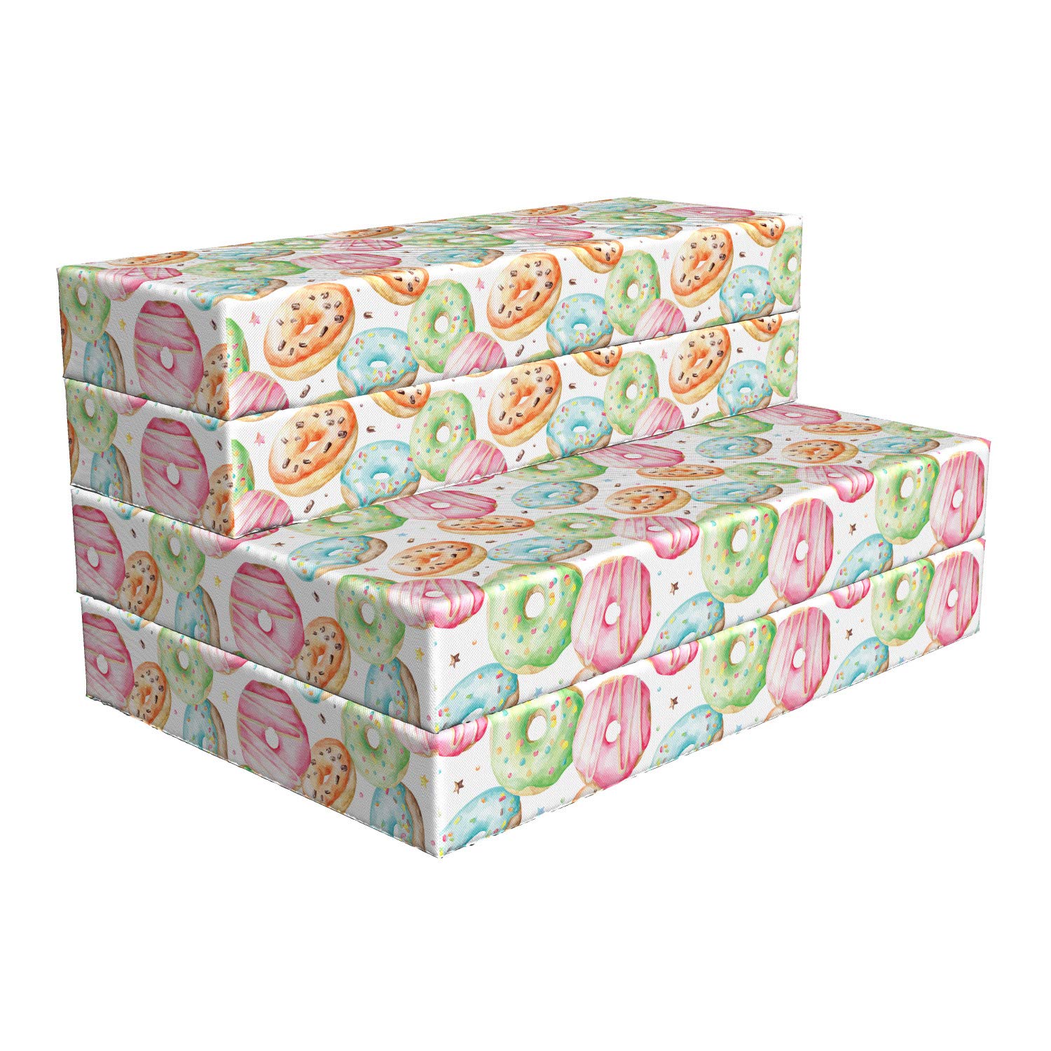 Ambesonne Colorful Foldable Mattress with Donut Design - Soft & Portable Floor Mattress for Guest Bed, Kids Room, Camping & Sleepovers