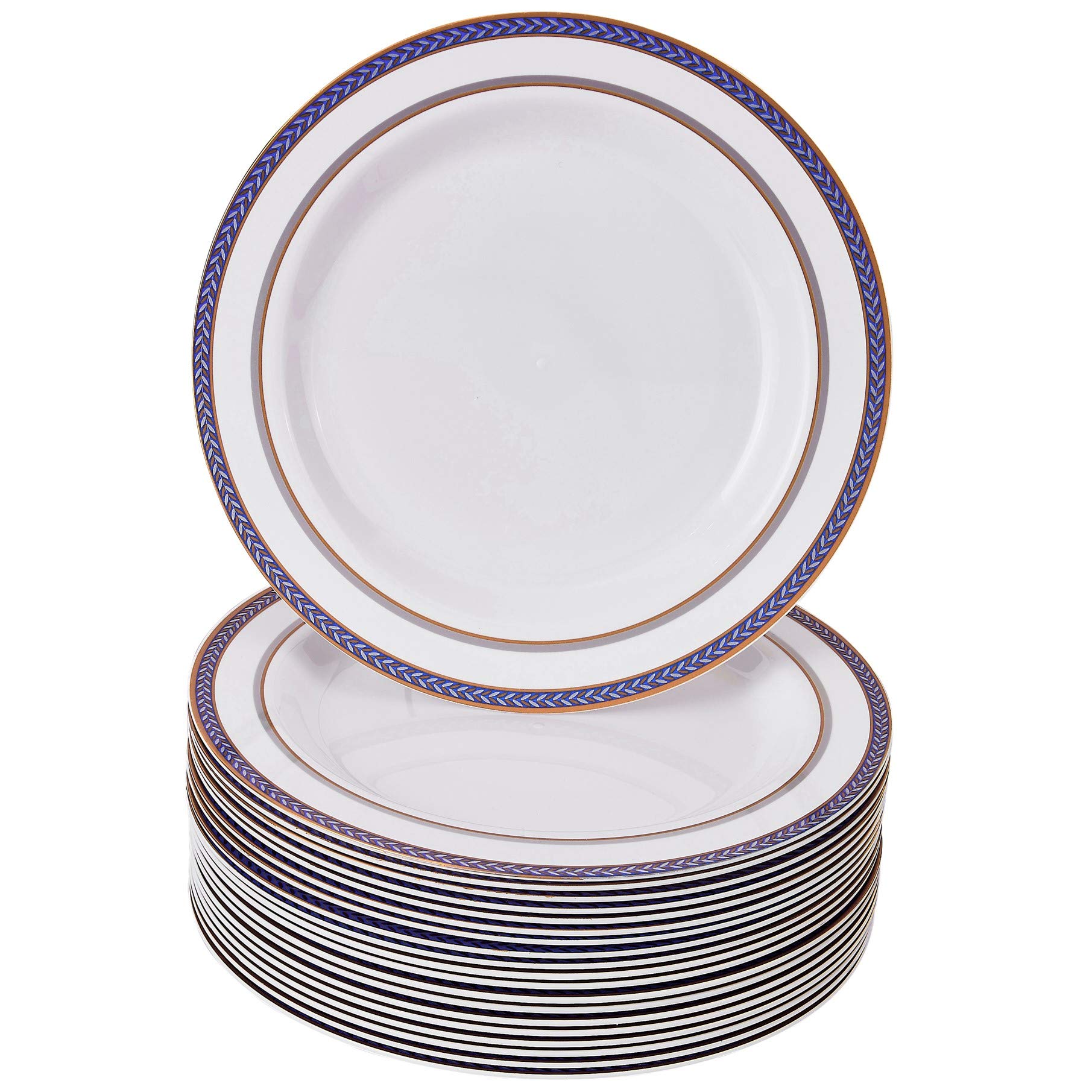 Royal Blue Plastic Plates - 40 Pack (9 Inch) | Elegant & Durable Disposable Dinnerware for Parties, Weddings, and Renaissance-Themed Events
