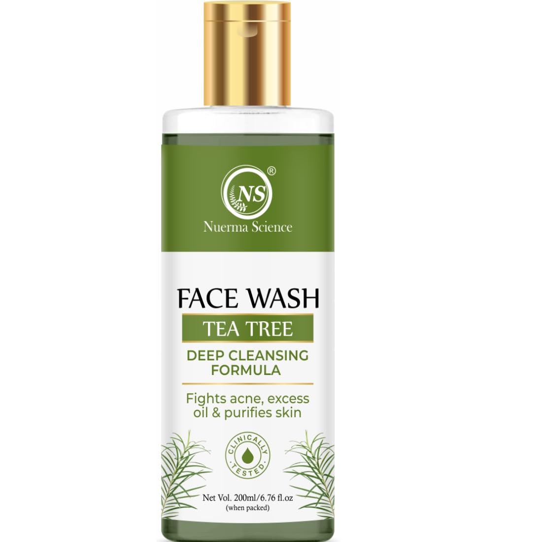 Nuerma Science Tea Tree Face Wash for Acne & Pimples Control - Deep Pore Cleansing & Oil Control Facial Cleanser for Sensitive Skin | Paraben & Sulfate Free, Vegan, Cruelty-Free (200ml) - Perfect for Daily Skincare Routine & Travel