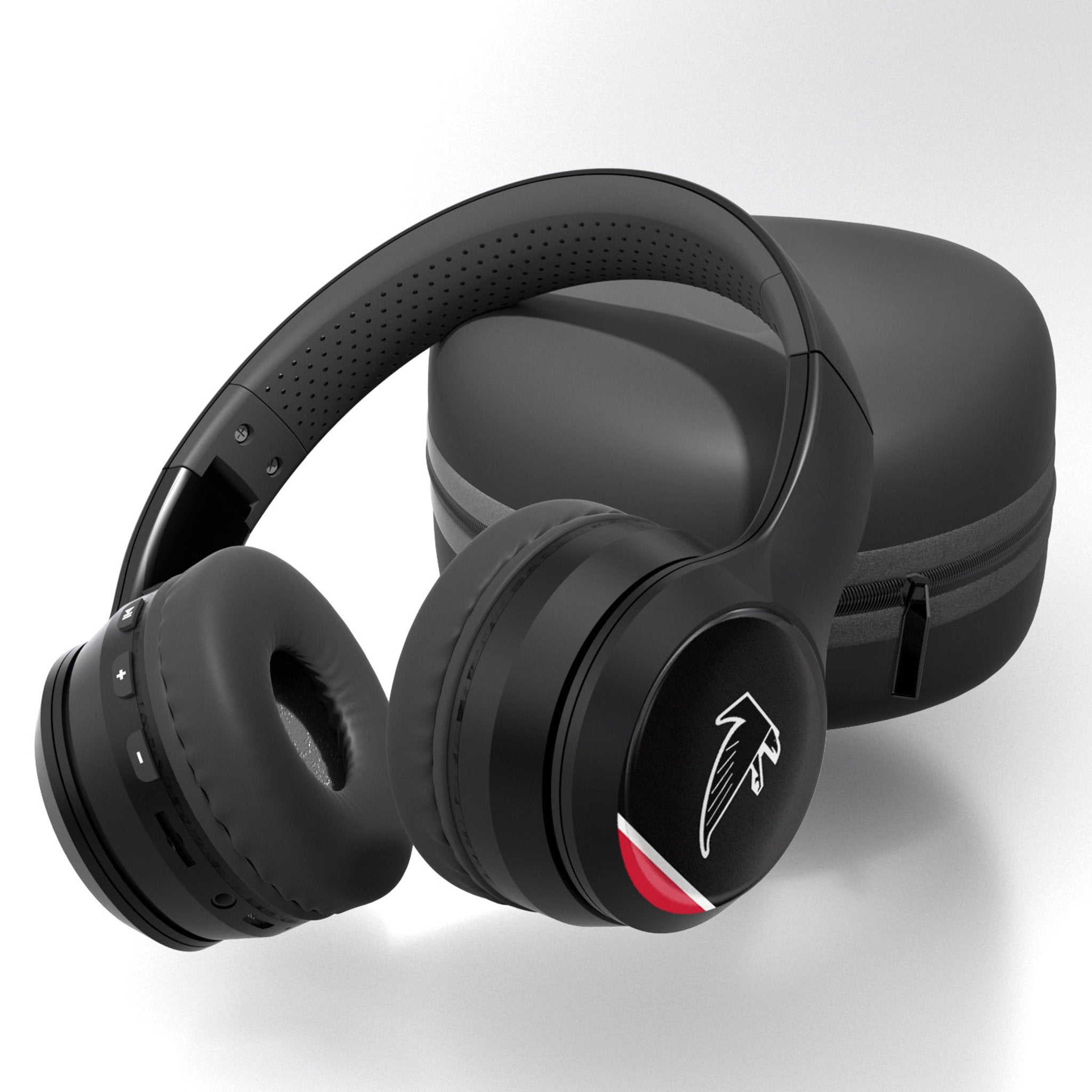 Atlanta Falcons Classic Stripe Wireless Bluetooth Over-Ear Headphones with Case - Perfect for Sports, Travel & Gaming