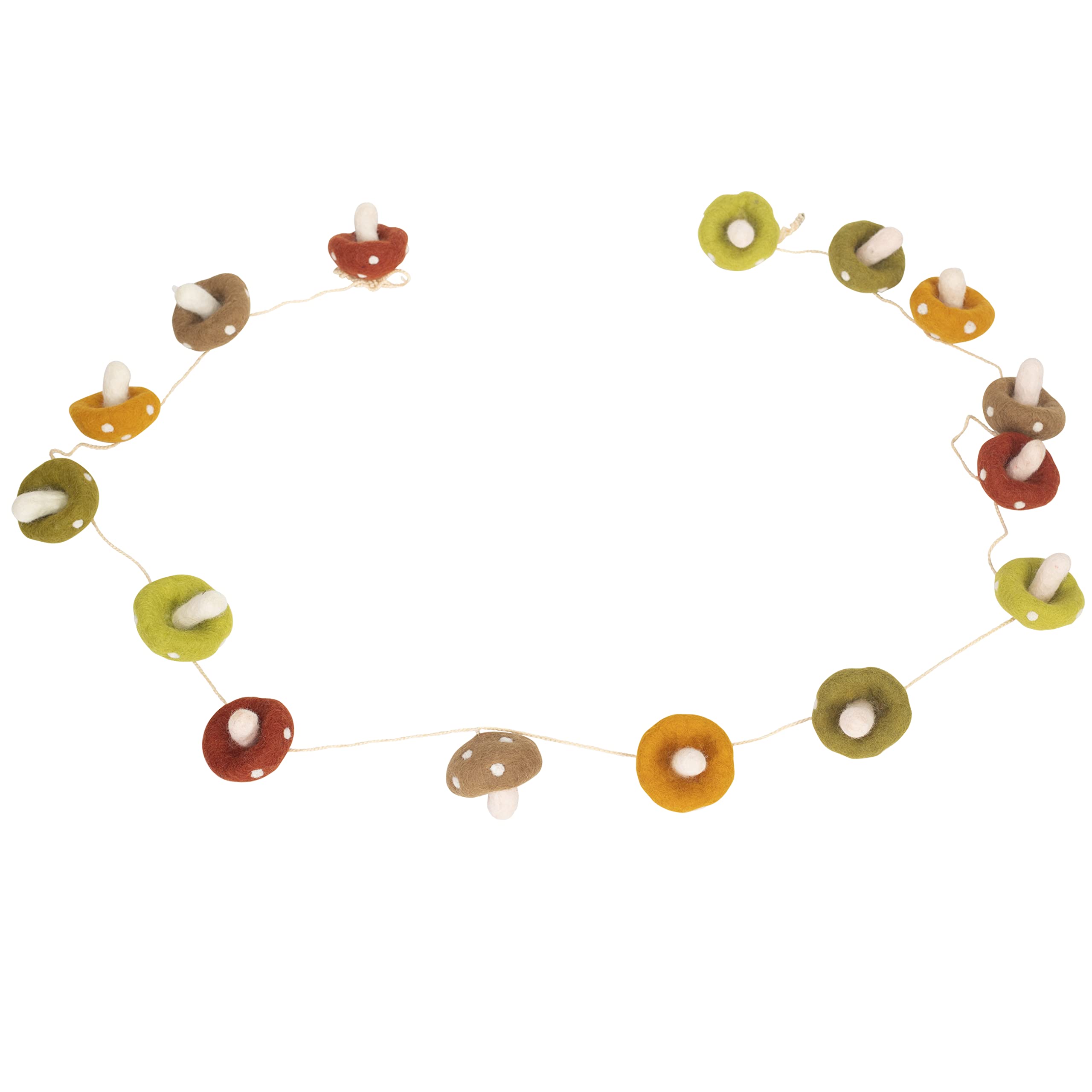 Earth Tone Felt Mushroom Garland for Home Decor