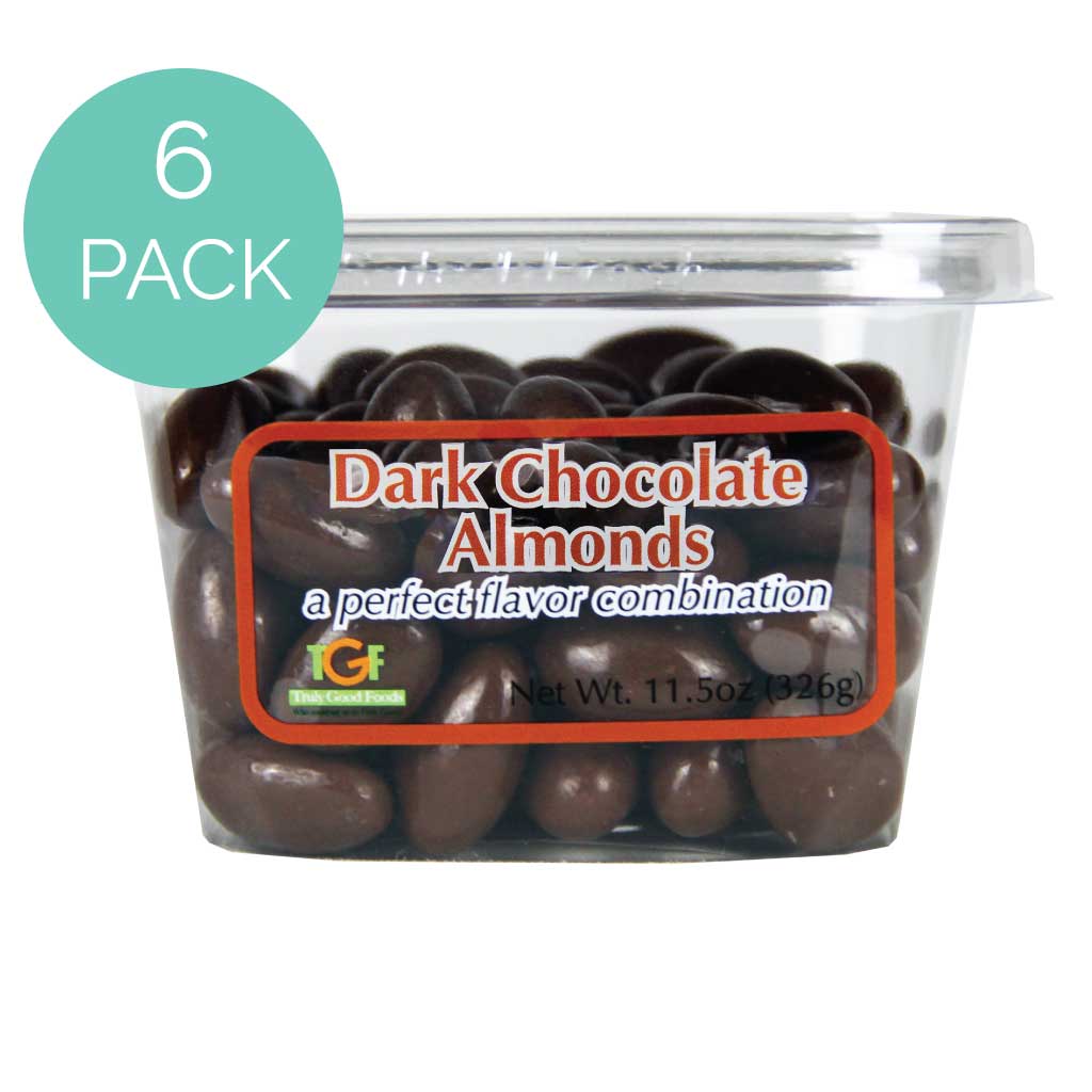 Premium Dark Chocolate Covered Almonds - 6 Pack (11oz) - Gourmet Snacks for Gifts, Parties & Healthy Desserts