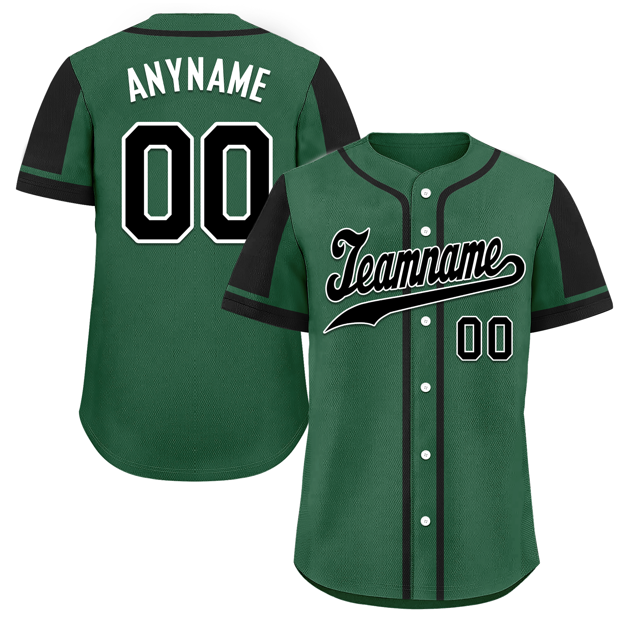 Custom Green & Black Raglan Sleeve Baseball Jersey - Personalized Authentic Sports Uniform BSBJ01 D017207 for Team Games, Fan Events & Casual Wear