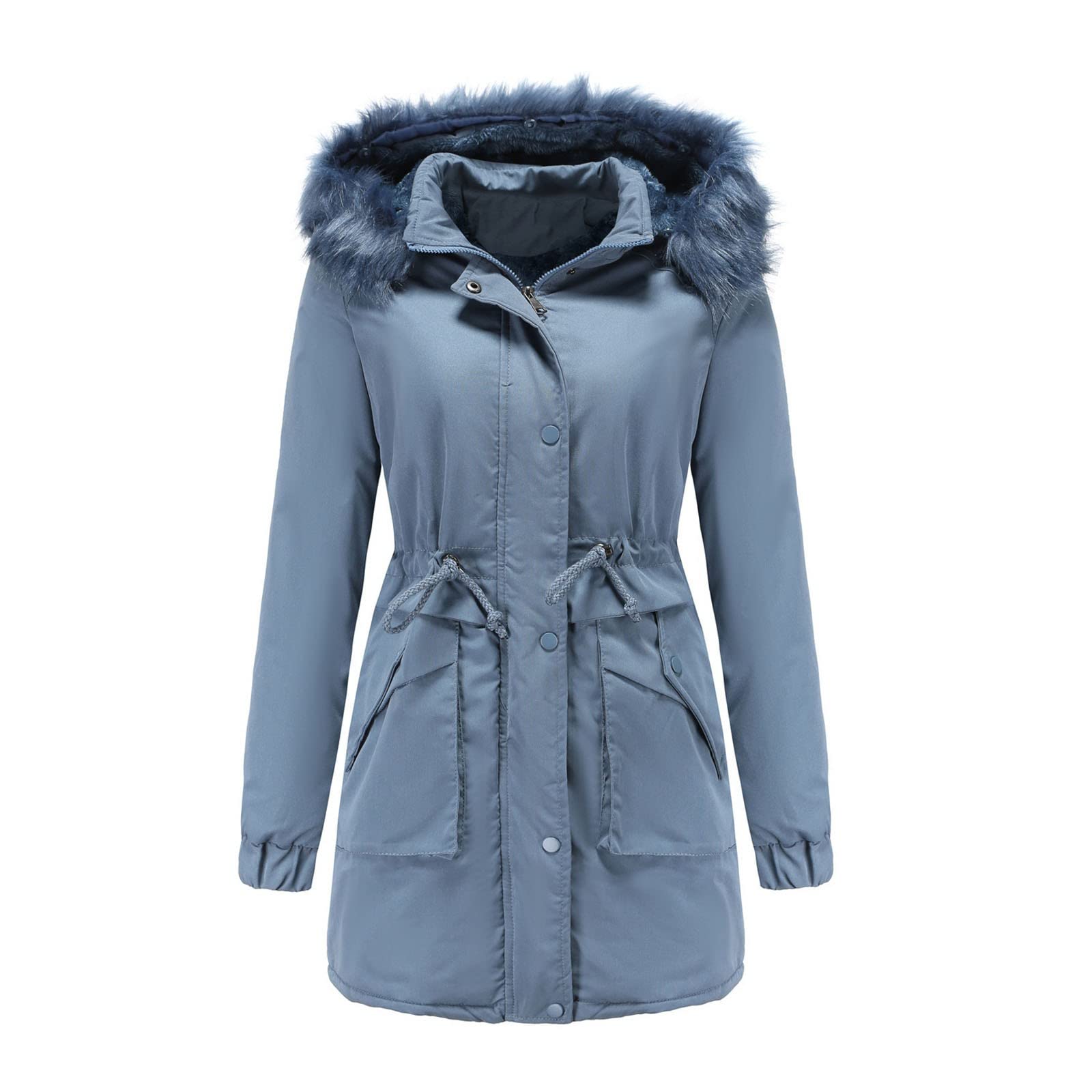 Women's Winter Warm Coat Hooded Parka Jacket - Thickened Fleece-Lined Outerwear with Detachable Hood - Perfect for Cold Weather, Outdoor Activities & Casual Wear