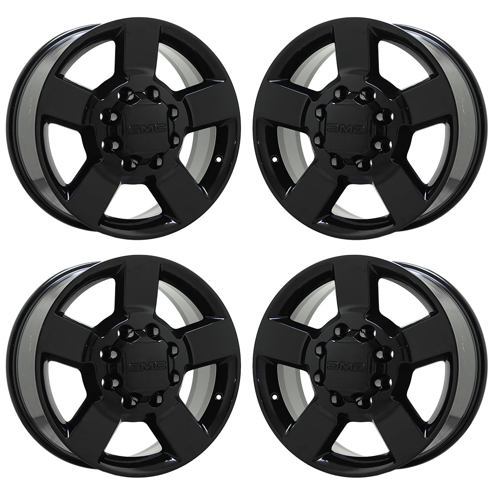 20 GMC Sierra 2500 3500 Gloss Black OEM Factory Wheels Rims Set 5771 EXCHANGE - Perfect for Off-Roading, Truck Upgrades & Replacement Parts