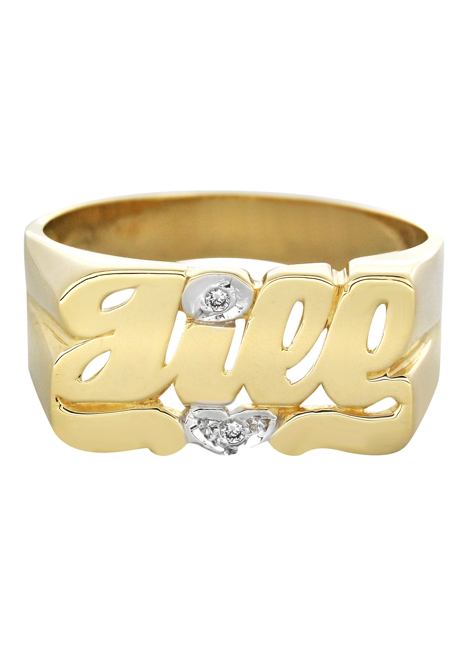 14K Gold Diamond Heart Name Ring for Women - Personalized Custom Engraved Jewelry Gift (Approx. 4.7g) | Perfect for Anniversary, Valentine's Day & Romantic Occasions